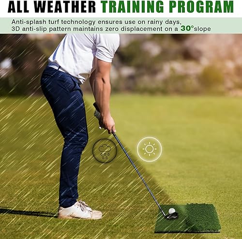 Miniatura 8 de Alfombrilla de golf de doble césped premium, acolchado de espuma de 0.394 in con respaldo de goma, tapete de práctica de golf para entrenamiento en