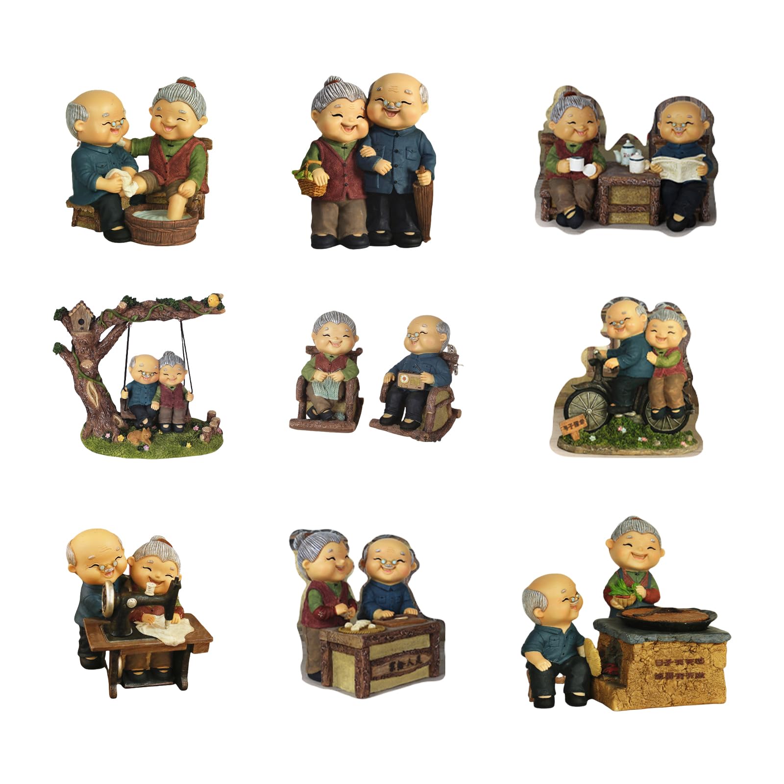 Figurina Coppia Anziani Dolci per Decorazioni per la casa romantiche e Regali Nozze Statue in Miniatura Vecchie Coppie sposate Decorazione Romantica