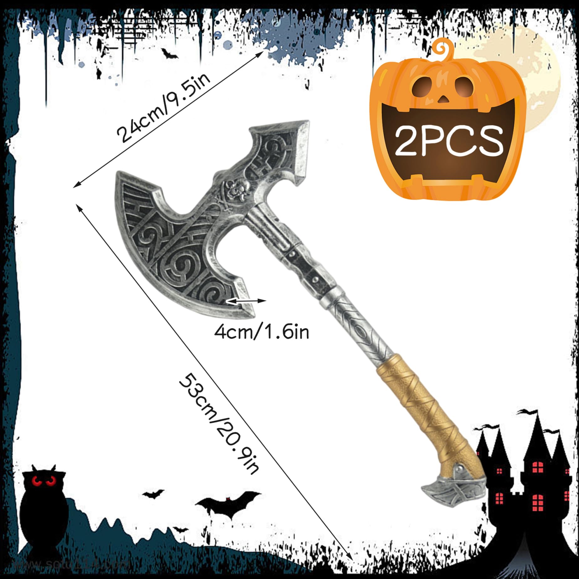 Accessoire de Hache d'halloween 2 pièces, Hache à Main en Plastique réaliste pour déguisement d'halloween, Jeu de rôle fête Cosplay