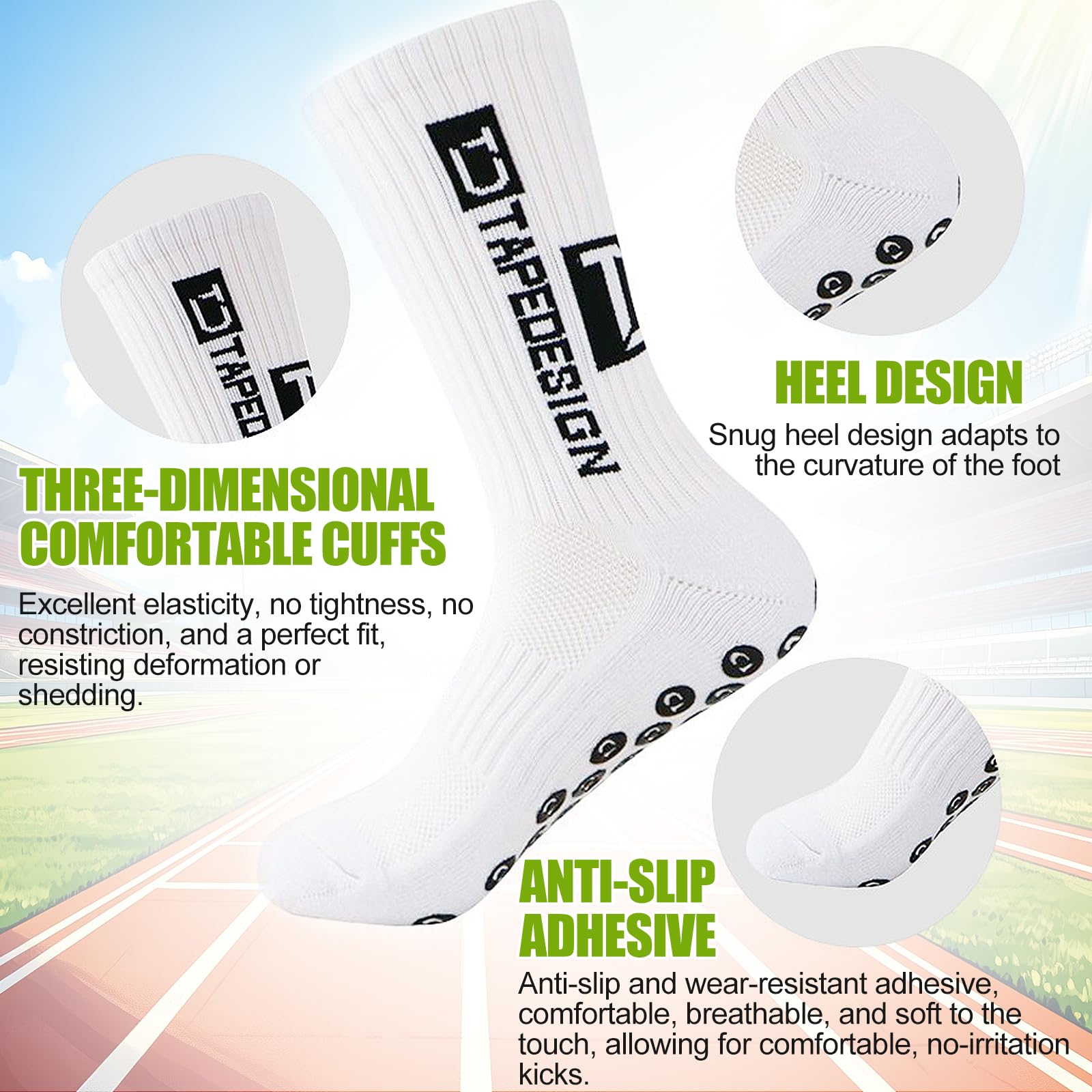 6 Pares Calcetines de Fútbol, Calcetines Antideslizantes Futbol 39-46, Medias Futbol Hombre, Absorben el Sudor y Transpirables, para Hombre y Mujer