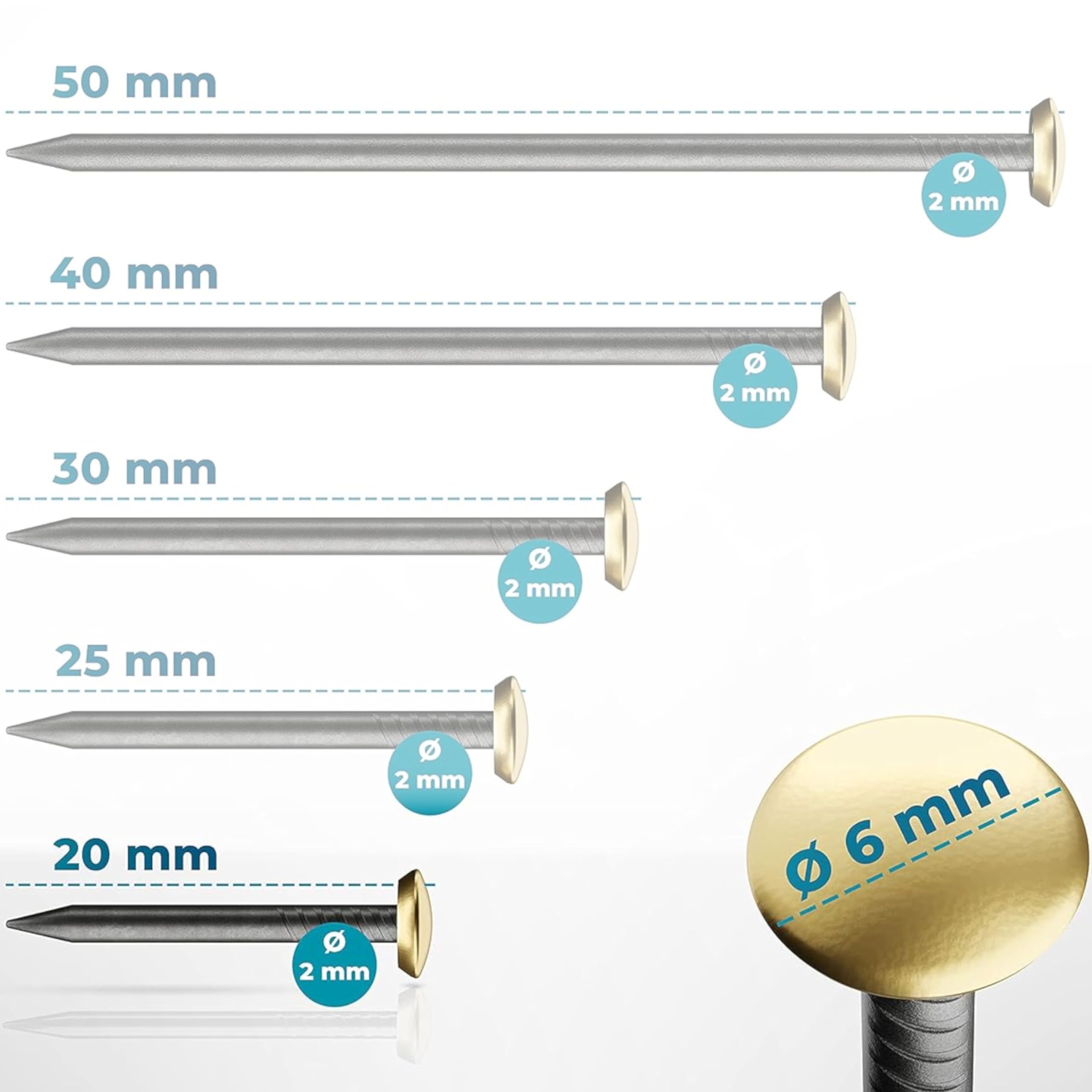 FIXXIA Clavos Para Cuadros Con Ayuda De Impacto, 50 Unidad De