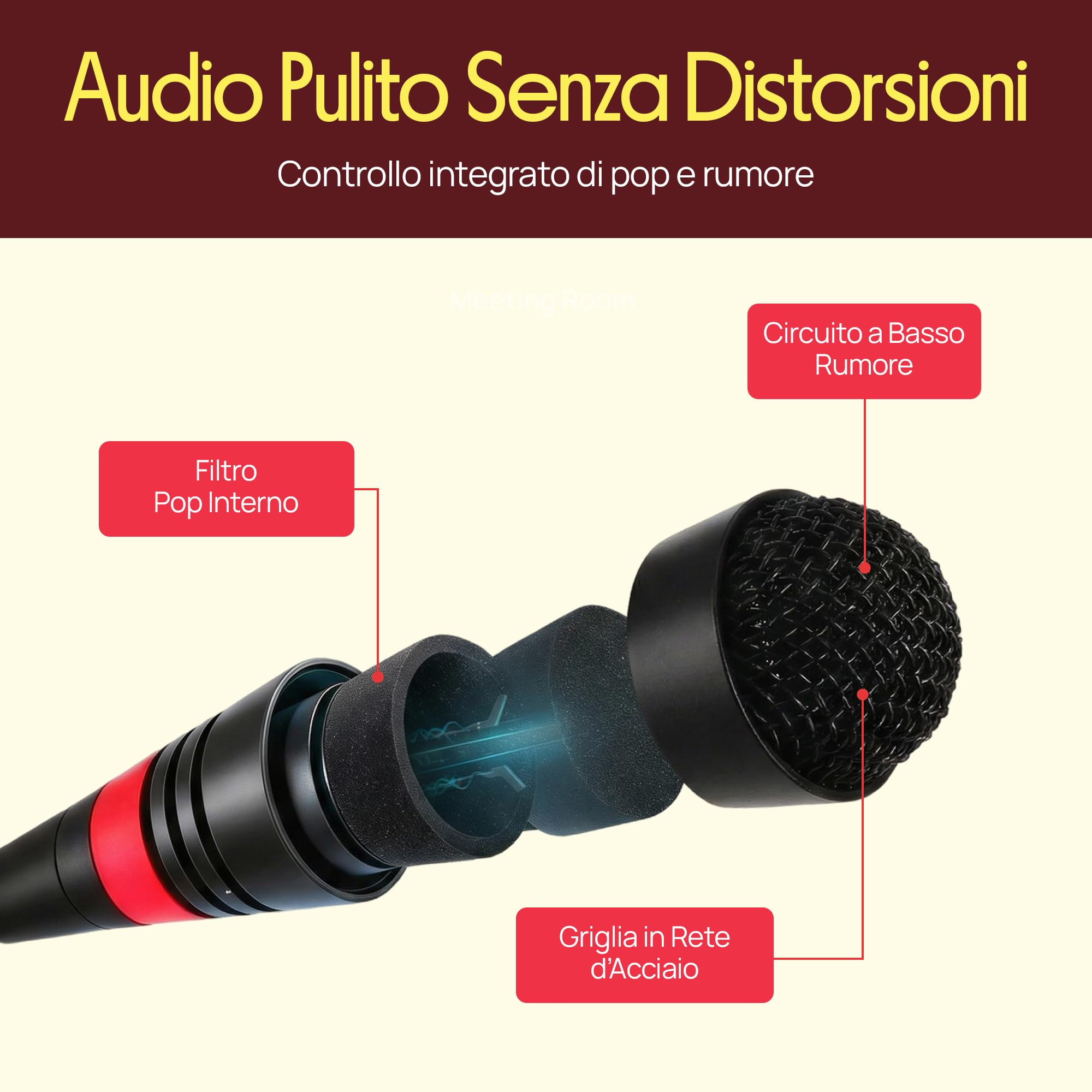 Pyle Microfono Professionale a Collo d'Oca da Tavolo, Microfono a Condensatore con Filtro Pop, Cavo XLR a 6,35 mm, Karaoke, Conferenze, Studio