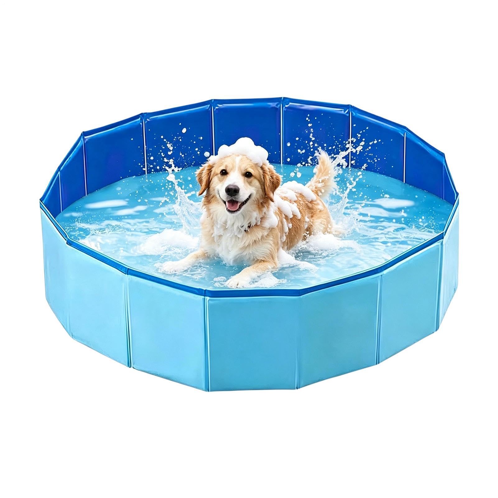 Piscina Canina Antideslizante Portátil Plegable Lavabo De 120 Por 30 | Bañera Dura Para Mascotas Adecuado En Patio Jardín Baño Interior Exterior Hogar Niños Cachorros Gatos
