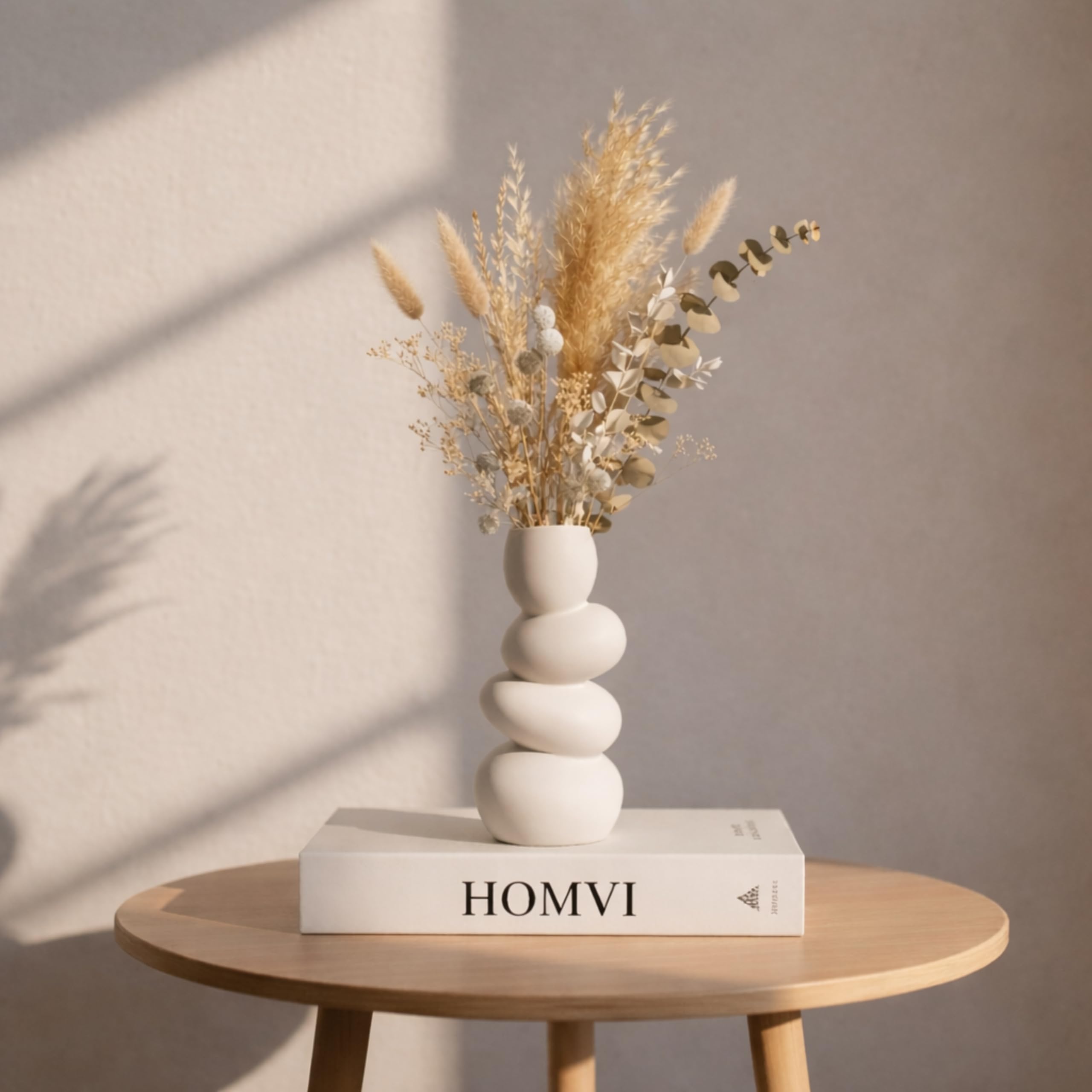 Ceramic Flower Vases | Modern Ribbed Matte Finish Decorative Vases for Fresh, Dried & Artificial Flowers | Home Décor for Living Room, Office & Home | (Set F)-image-12
