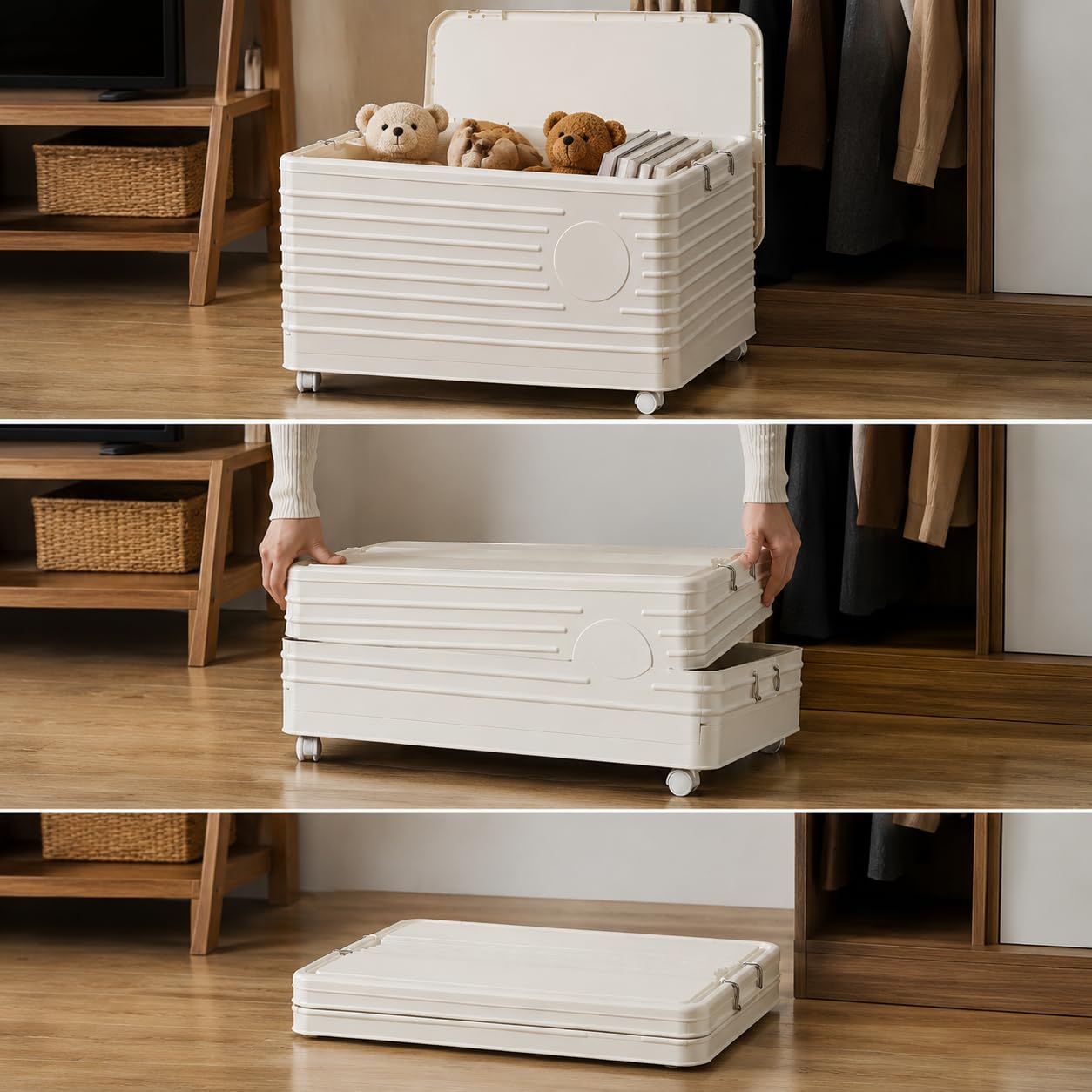 Scatola oggetti Pieghevole da 200 l, 63.5cm larghezza