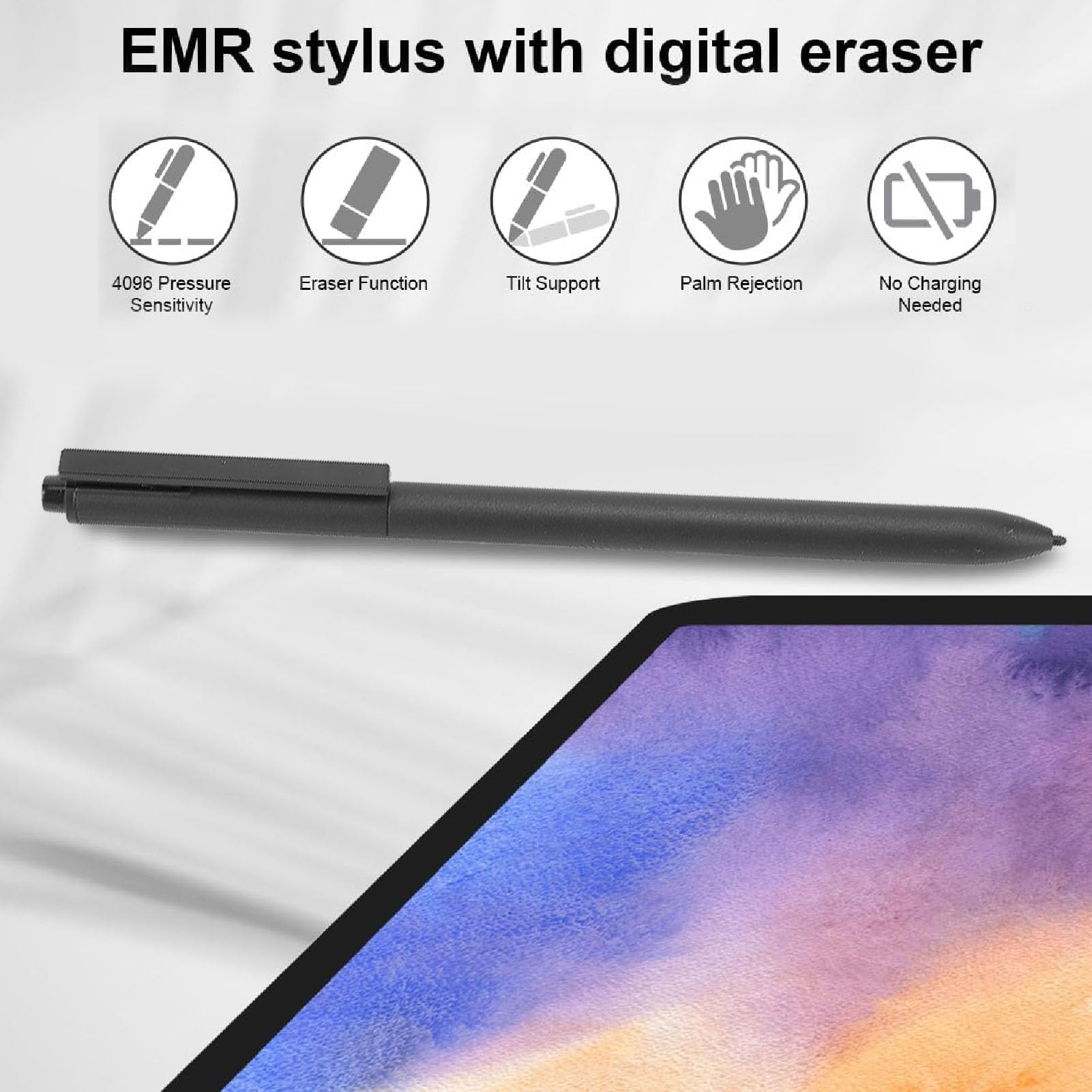 VBESTLIFE EMR Stylus Pen, 4096 Poziomy Ciśnienia Obsługa Przechylania z gumką i Końcówkami, dla Niezwykłych 2 1, dla Tab S6 S7 S8 S9, dla Książki, Note, dla Pisarza