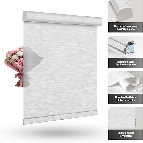 Miniatura 3 de Boolegon Persianas enrollables sin cordón para filtrar la luz, con cenefa de casete, aislamiento térmico, ahorro de energía, para casa y oficina,