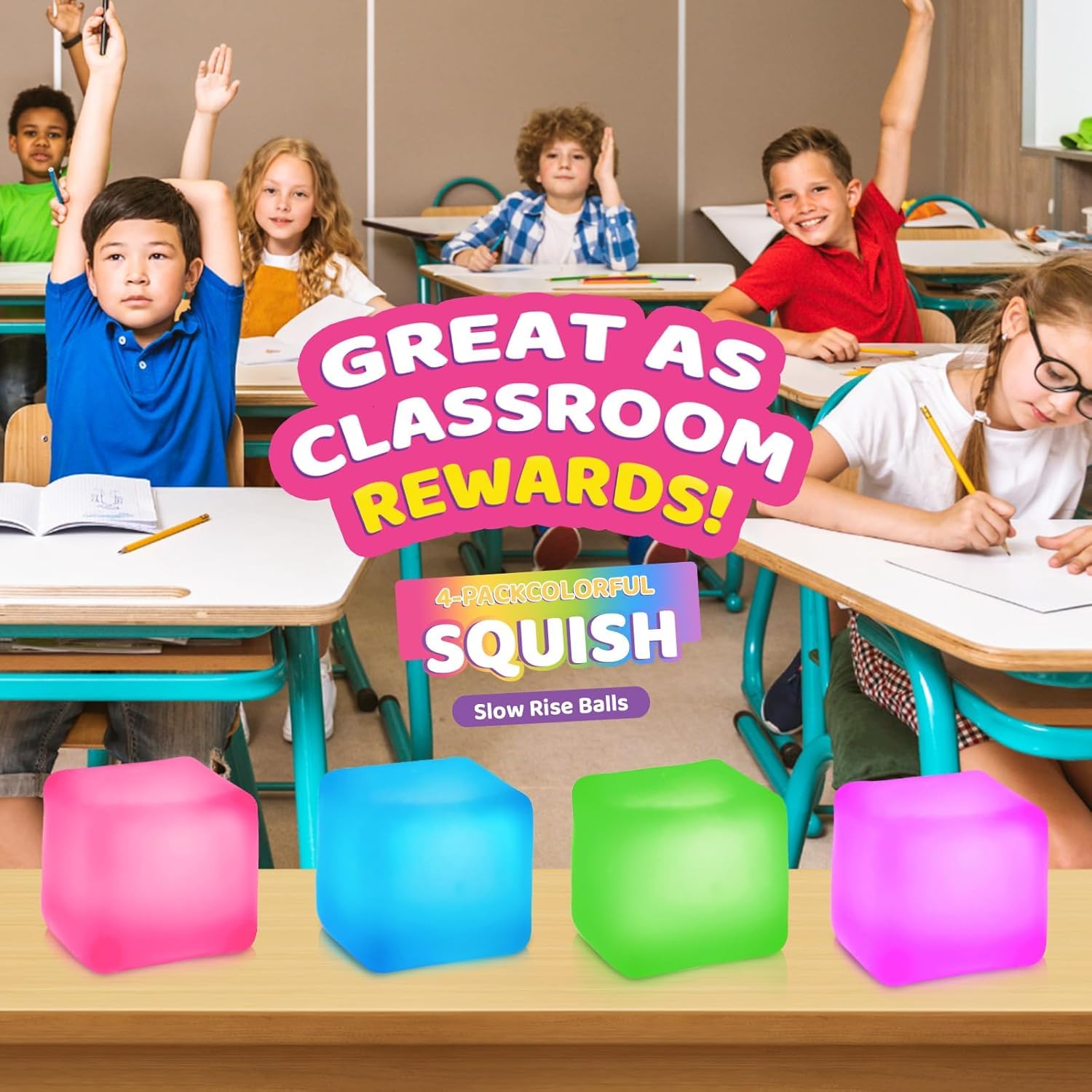 6x Squishy Stressbälle Regenbogen - Anti-Stress Knautschbälle Für Kinder & Erwachsene