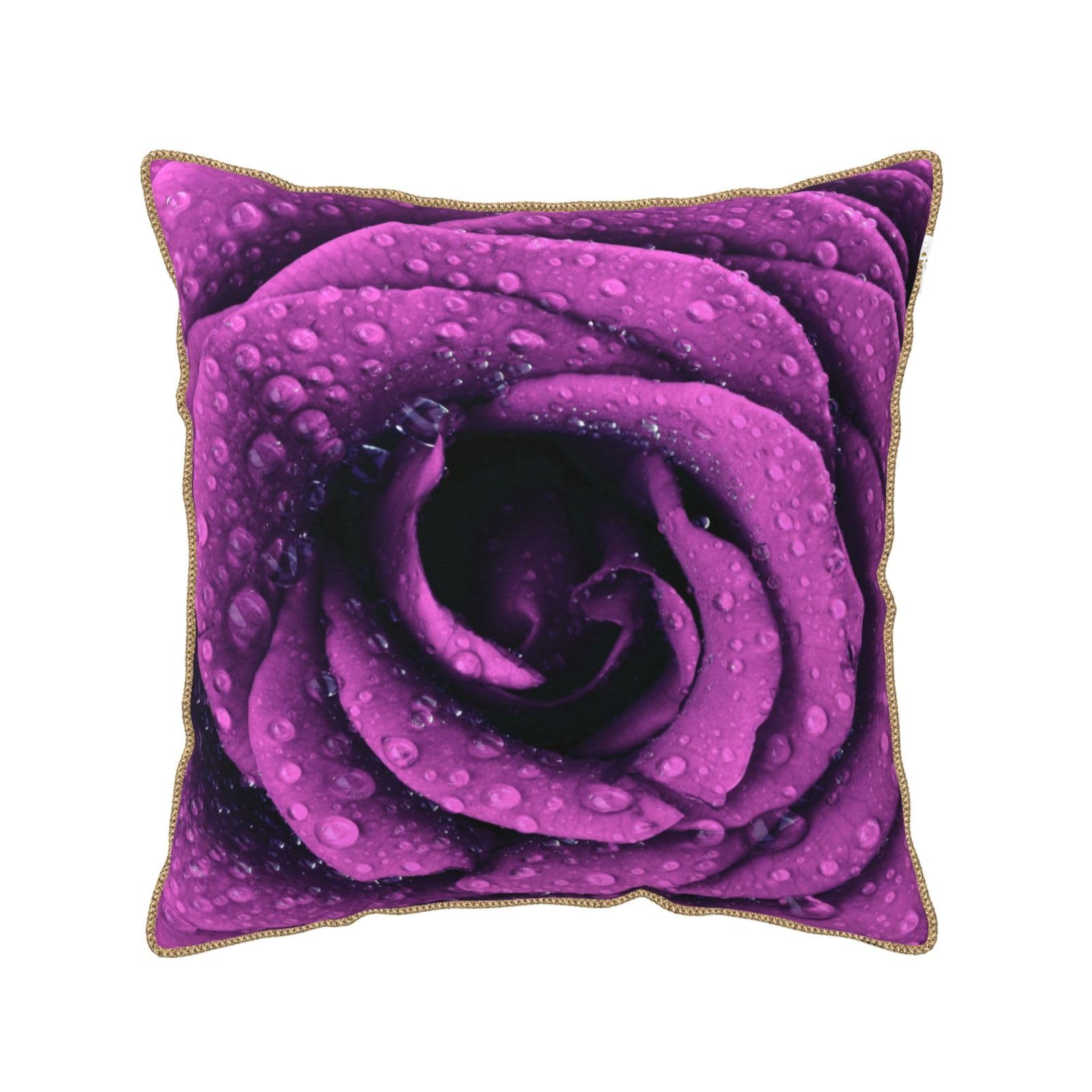 Housse de coussin en velours rose imprimé fleur pour canapé et lit de chambre