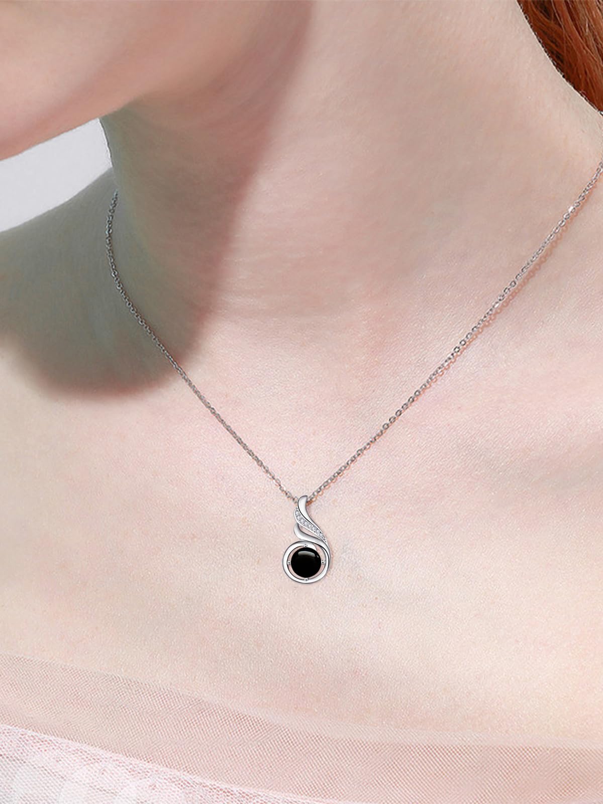 TANGPOET Edelstein Anhänger Kette für Damen Frauen Silber 925 Rundstein Tränen Halskette Schmuck Geschenke für Geburtstag Muttertag Weihnachten Abschluss Jahrestag