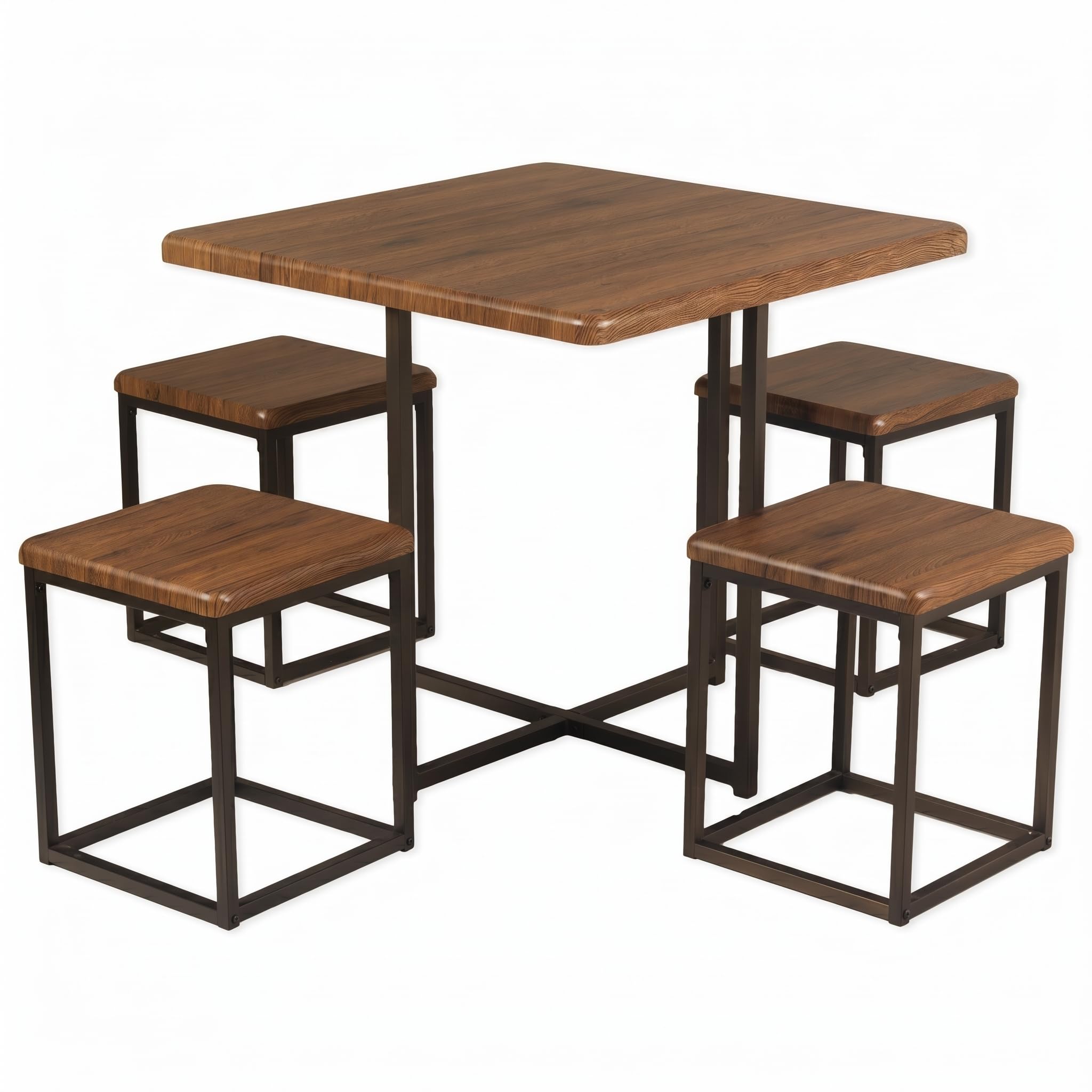 yelloo - Tavolo Bar con Sgabelli Salvaspazio, Angolo Bar per Casa, Tavolino Bar uso Interno, Ideale per Birreria, Pizzeria, Perfetto per Arredare Casa con Stile (Assisi - Tavolo + 4 Sgabelli)