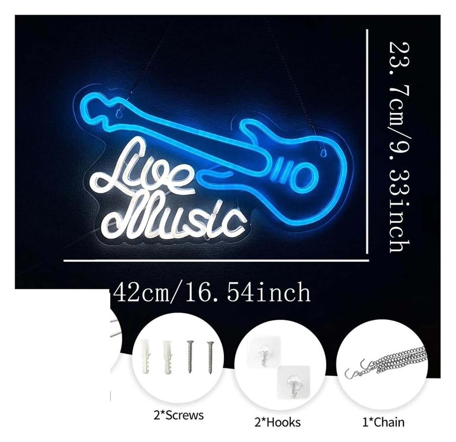 Generico Segno di luce al neon Musica dal per vivo per insegne al neon per decorazioni murali, luci alimentate per studi musicali lampade decorative