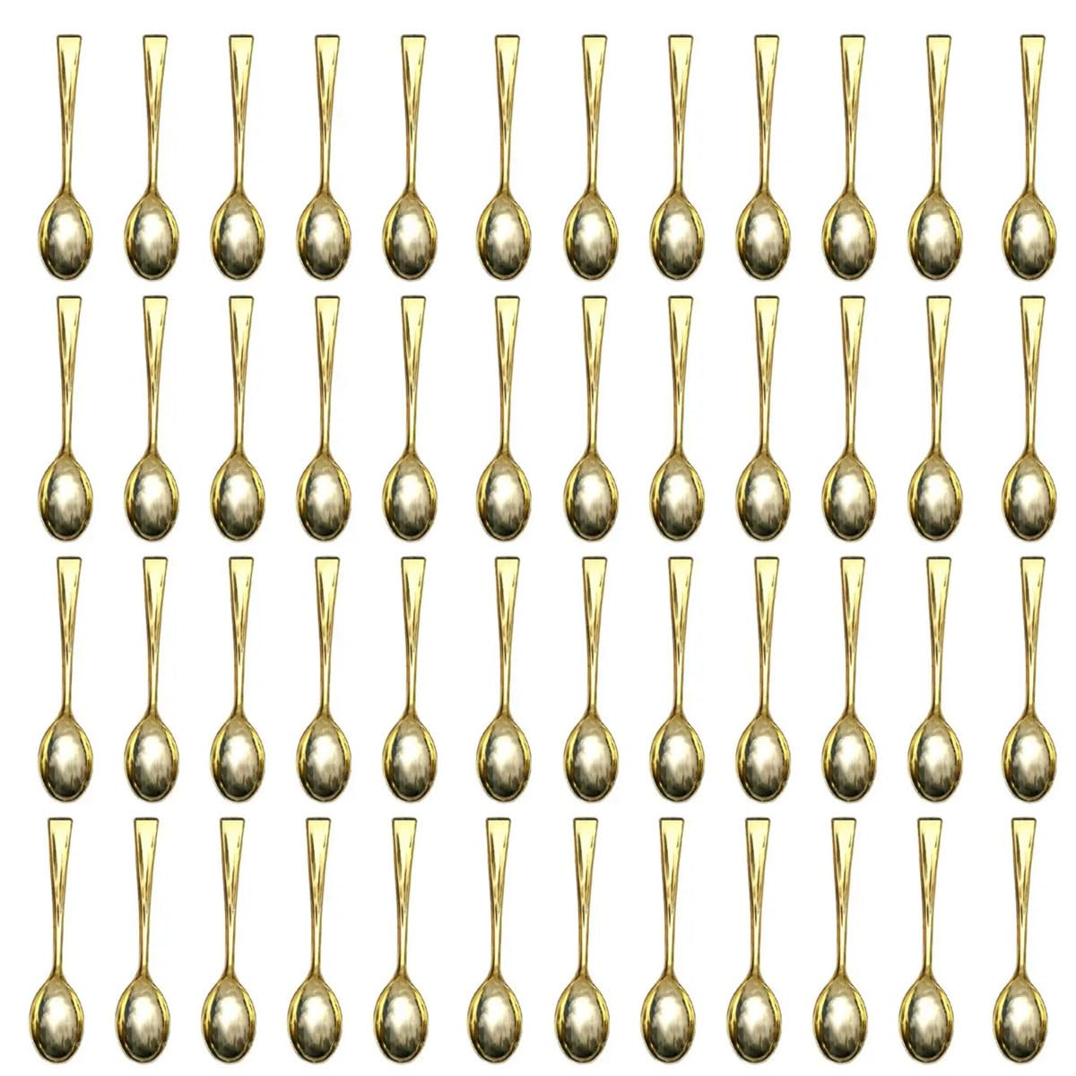 48PCS Disposable Golden Mini Spoon Set - Plastic Flatware for Barbecue, Party, Picnic - Imitates Metal Elegance