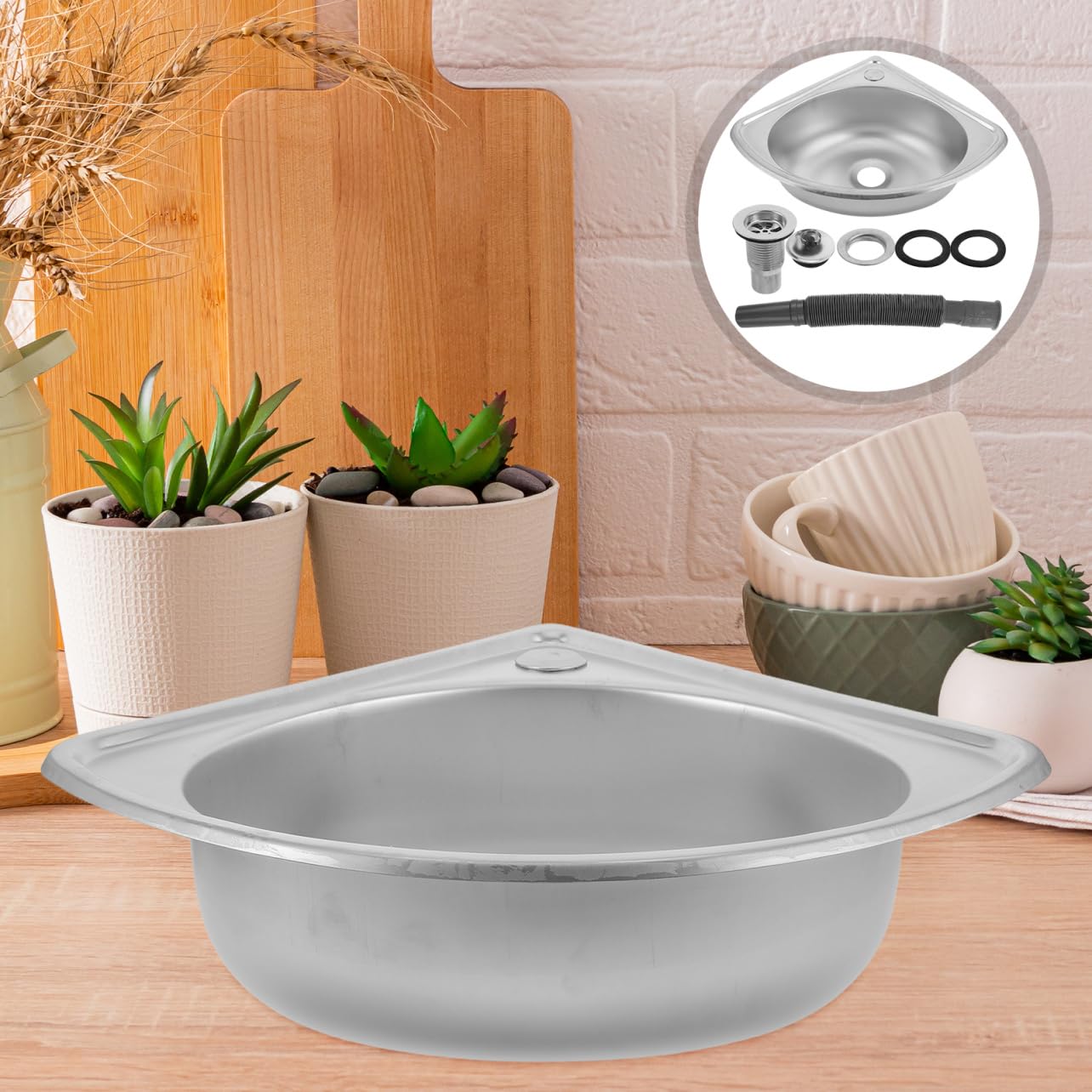 MAGICLULU Lavello Da Camper Acciaio Inossidabile Ultra-compatto Con Design Triangolare Installazione Facile e Struttura Robusta Per Cucine e Bagni Spazi Ridotti