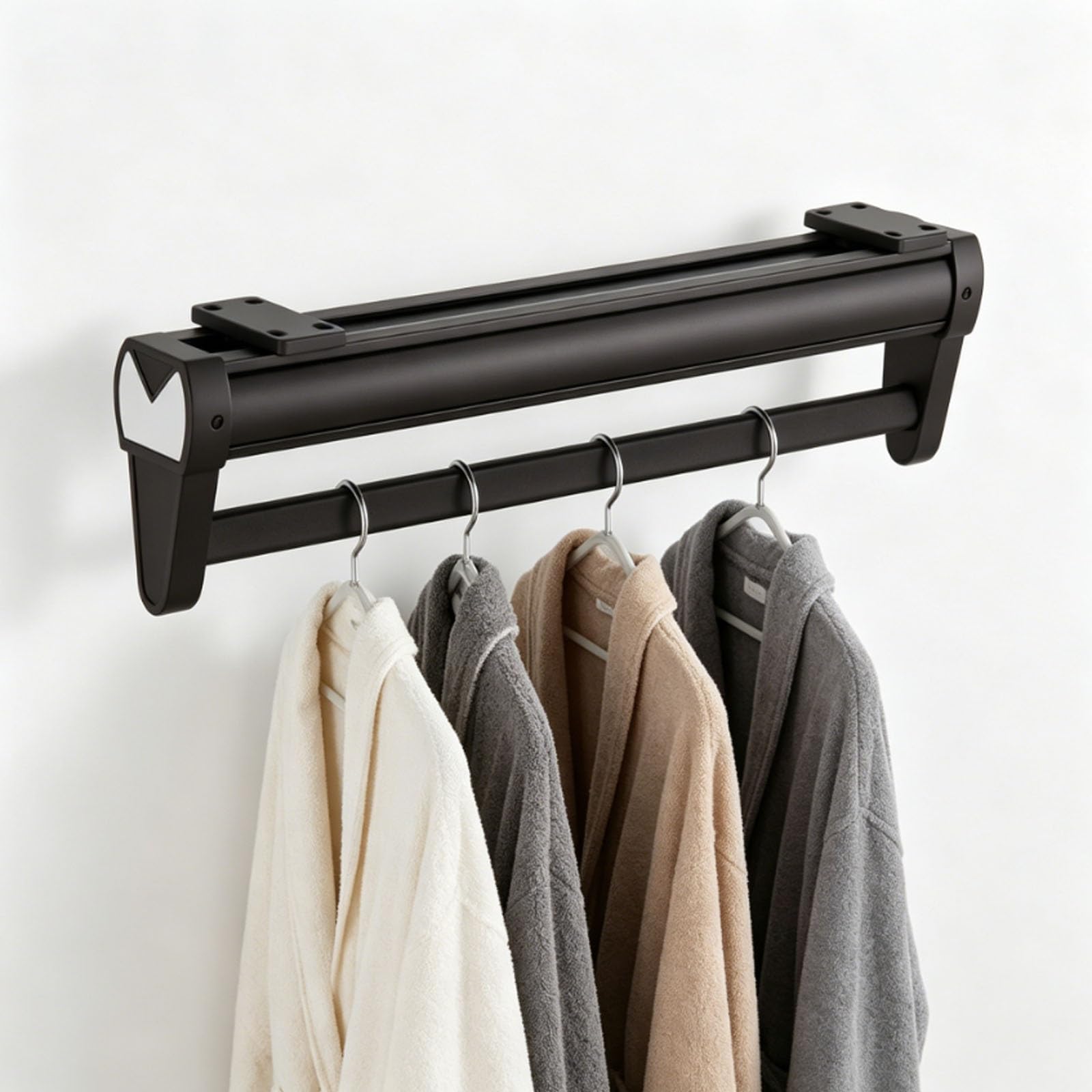 wardrobe rails and fittings Heavy Duty Clothes Hanging Rod, Matte Space Saver Wardrobe Rail/ Closet Rod Industrial Pipe, Home/ RV/ Bedrooms/ Balconies Clothes Pole with Aluminum Rod(Black,46cm/18.1in)