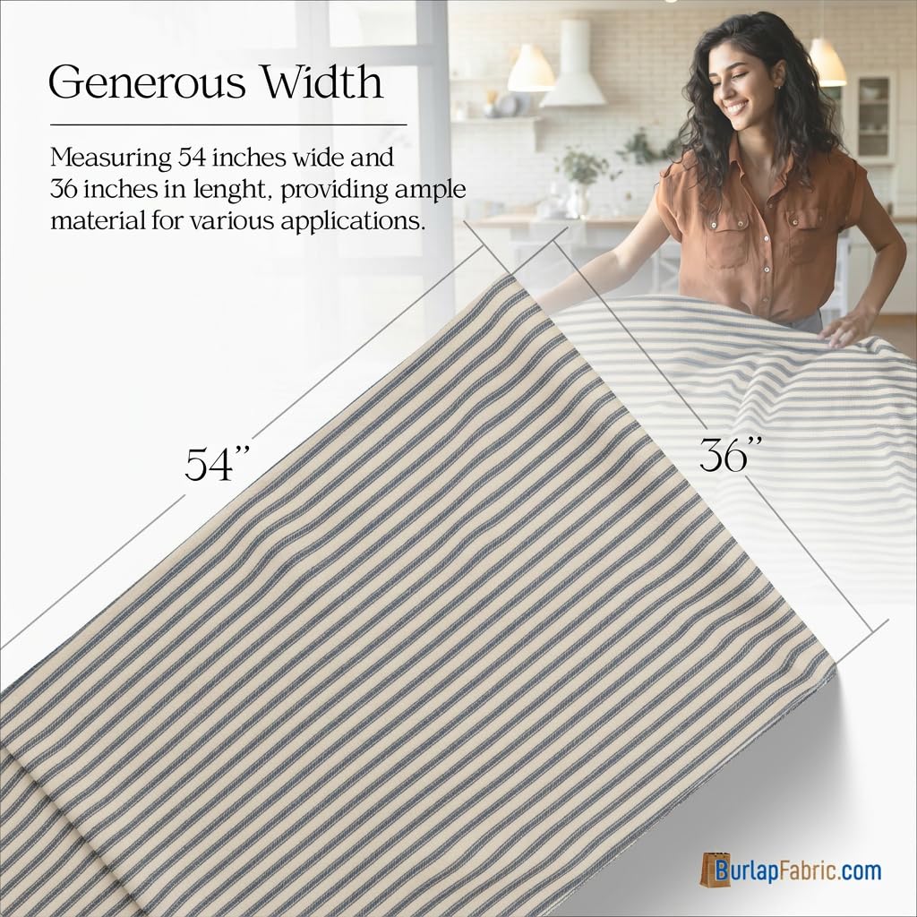 Amazon.com: Blue Striped Ticking Fabric by the Yard - 54