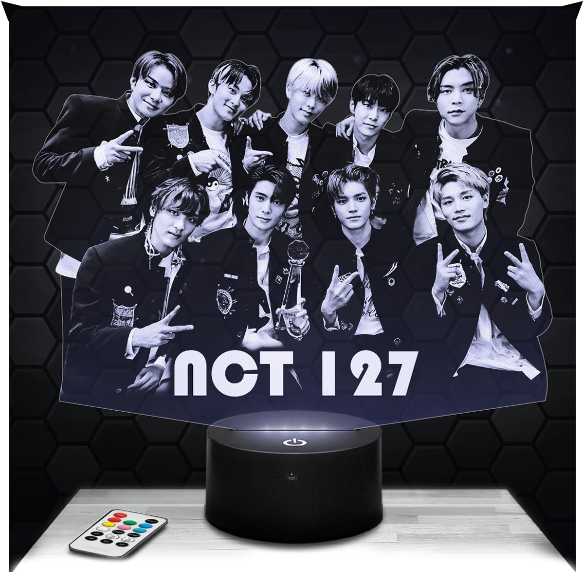 Lampephoto.fr - NCT 12 3D Lampe, Touch Nachtlicht, Deko Zimmer Mädchen Lampe 3D NCT 12objekt k-pop Korea Koreanischer Pop Geschenk gedämpftes Licht Nachtlicht deko, 3D Led Illusion