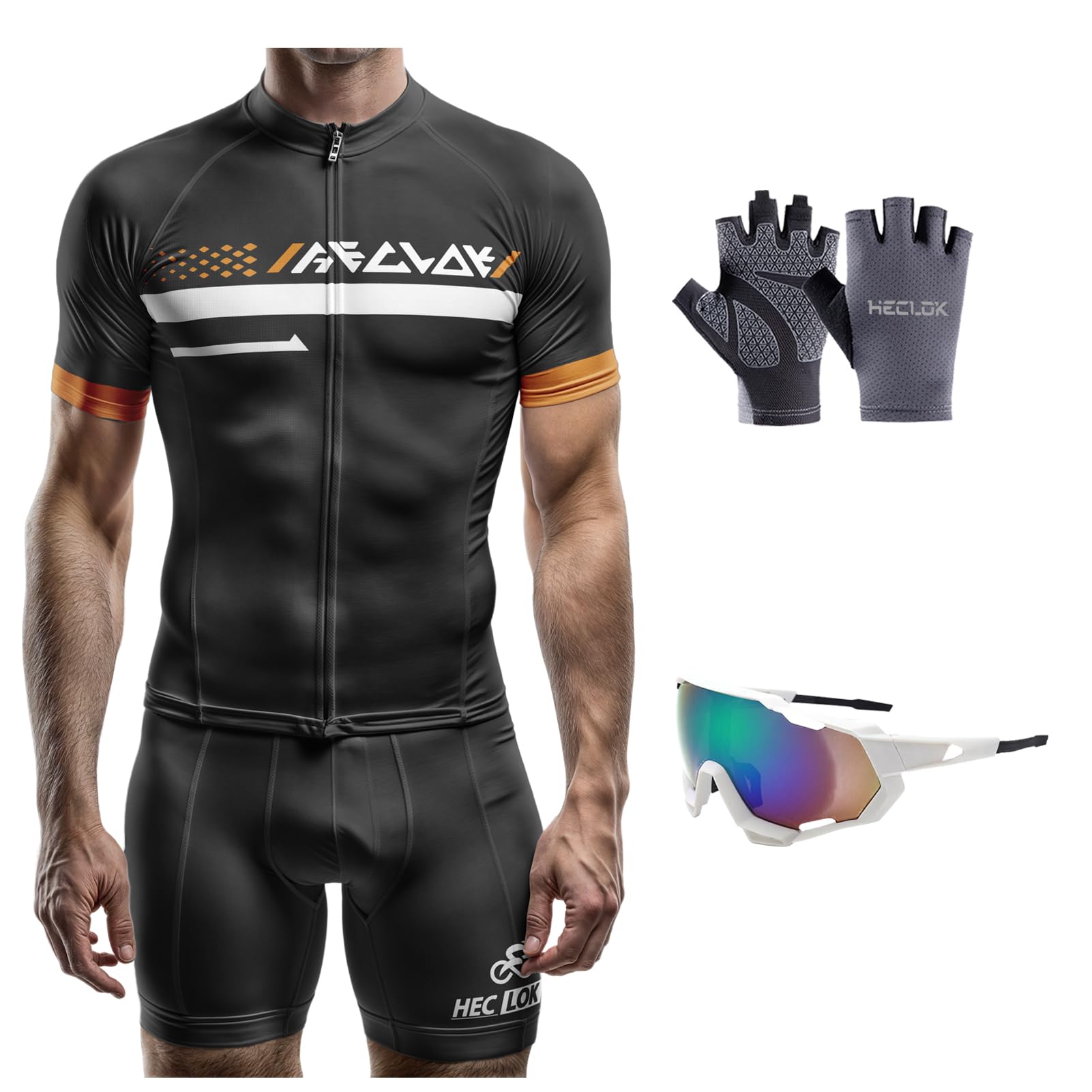 Ropa de ciclismo Maillot Ciclismo Hombre completo camiseta + pantalones cortos 9D Gel Acolchado, Pantalones Cortos Mangas Cortas de Ciclismo Ropa Maillot Transpirable