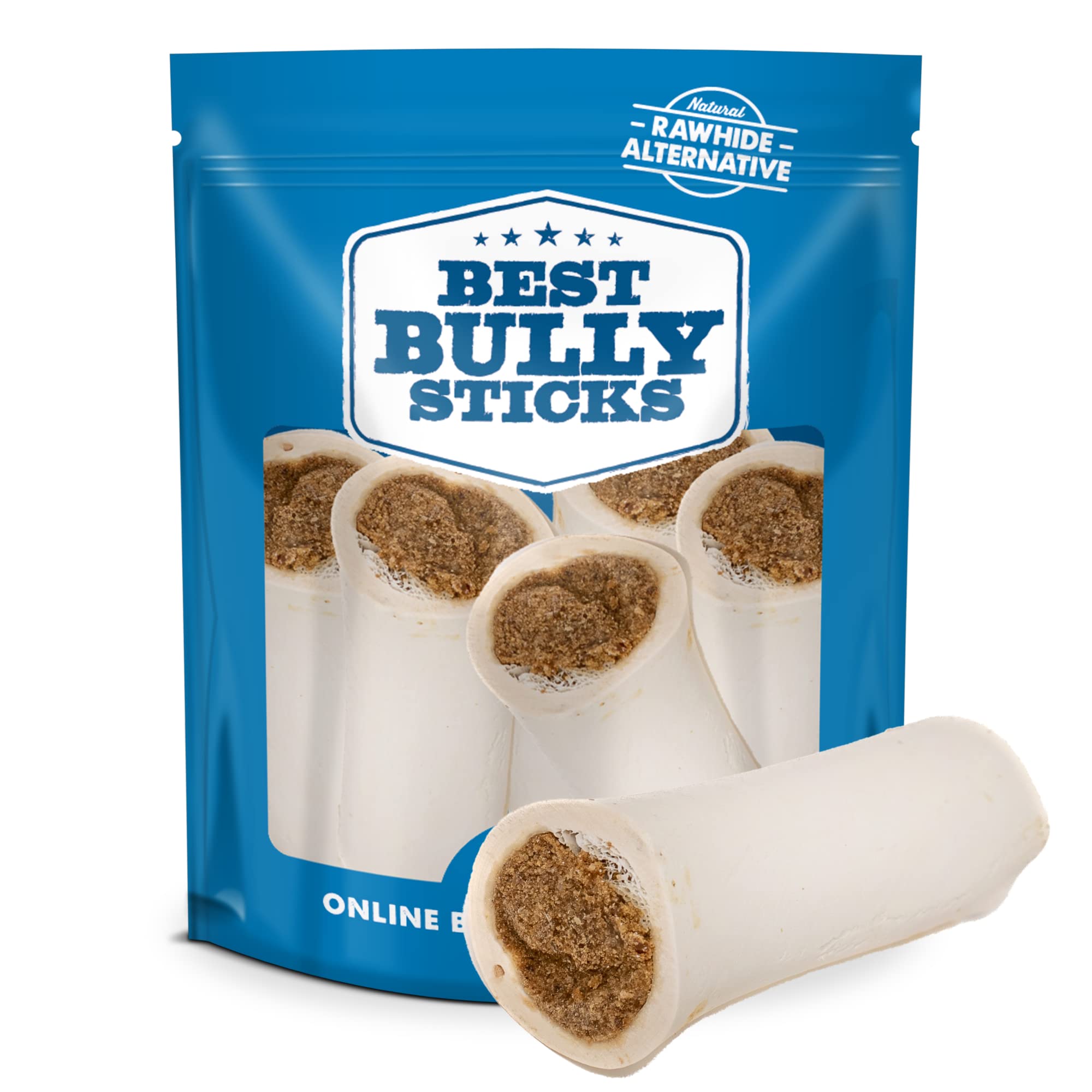 Best Bully Sticks 5-6 Inch Bacon and Cheese Filled Shin Bones for Dogs - 5 Count (Pack of 1) - Easily Digestible, Long-Lasting, Refillable Treat