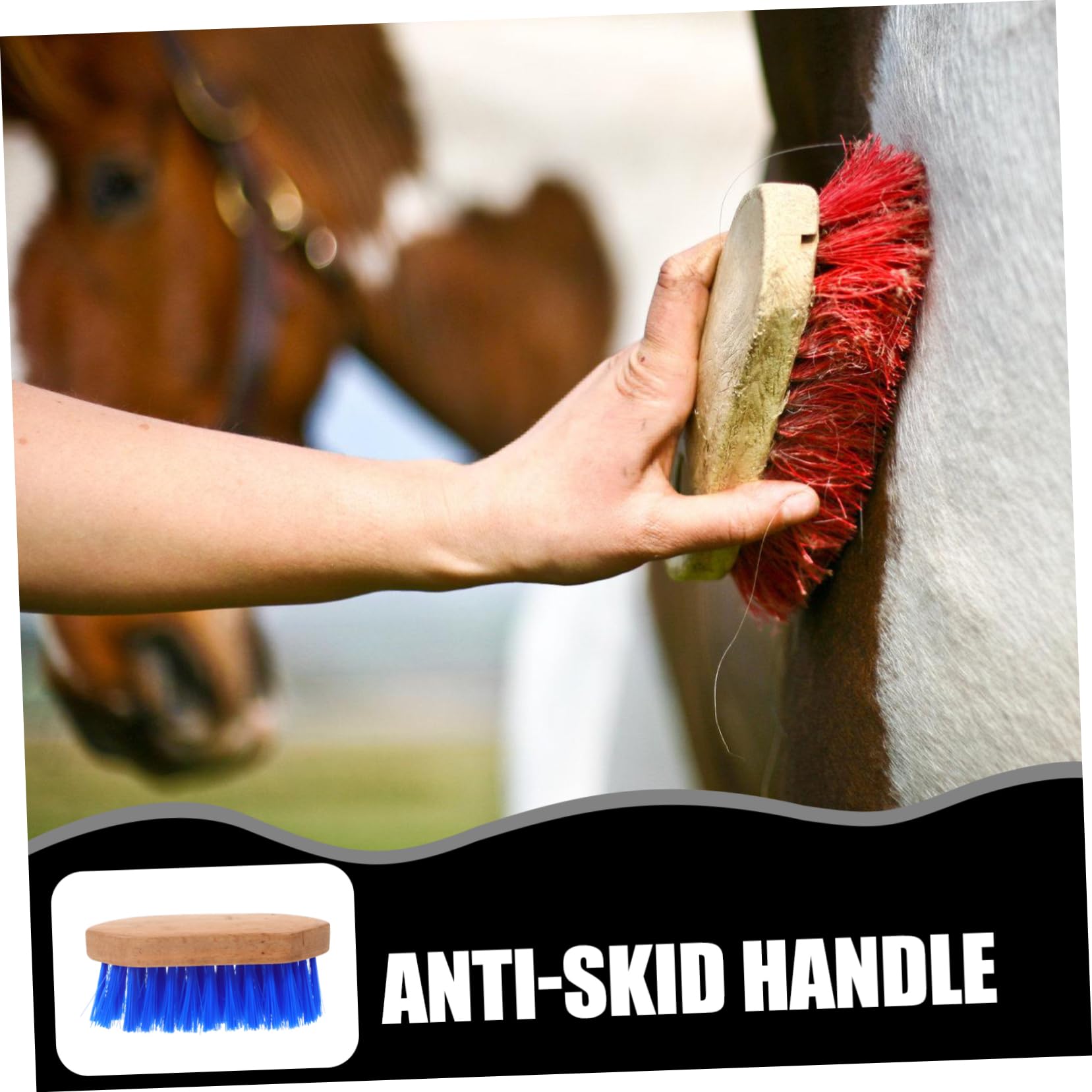 HEMOTON Horse Brush Wooden Comb Horse Cleaning Mane Pulling Tool Grooming Supplies