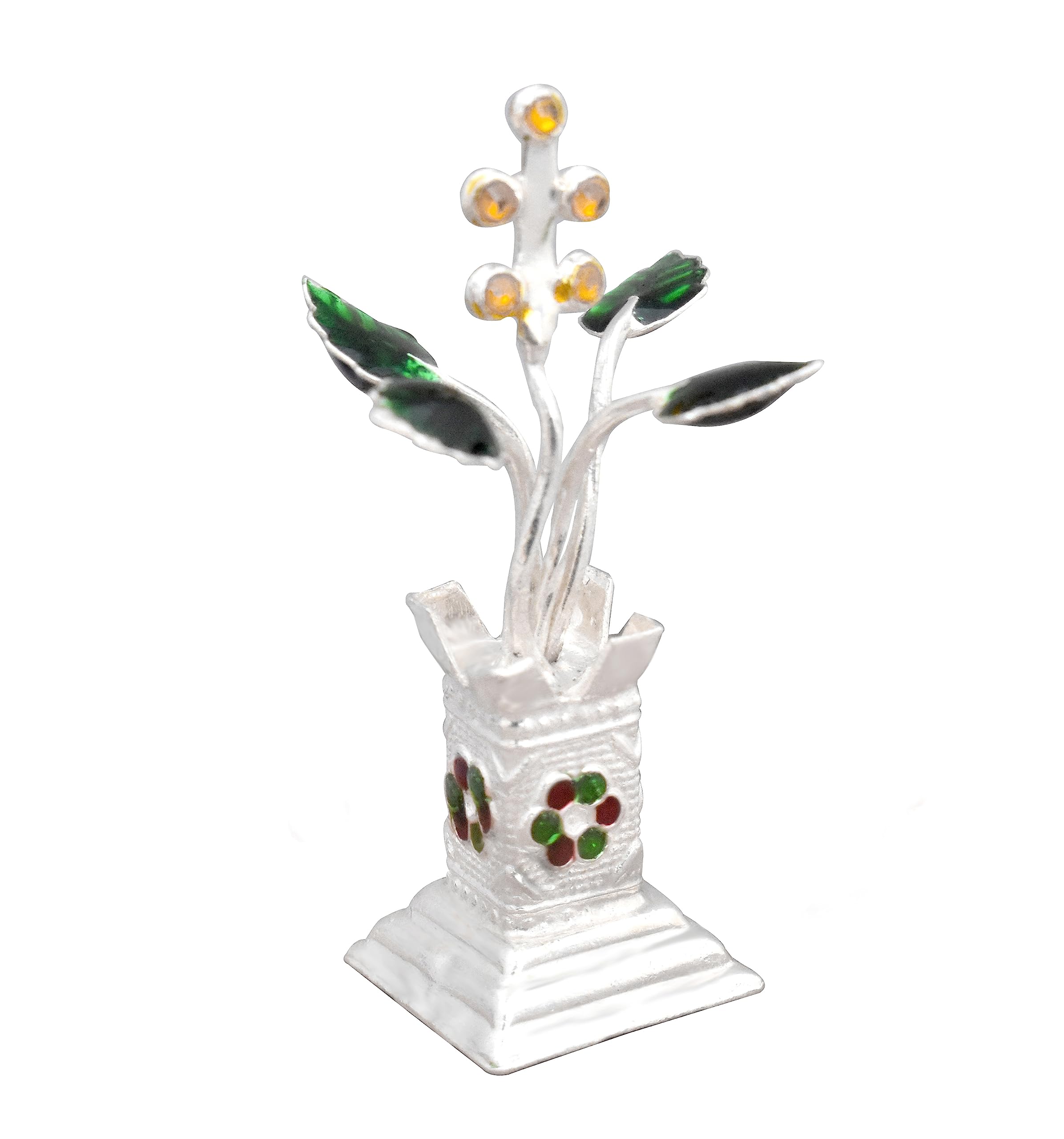 KMJ Pure Silver tulsi Plant for puja/Worship and Gifting Purpose (wt. 5.5 Grams)-image-35