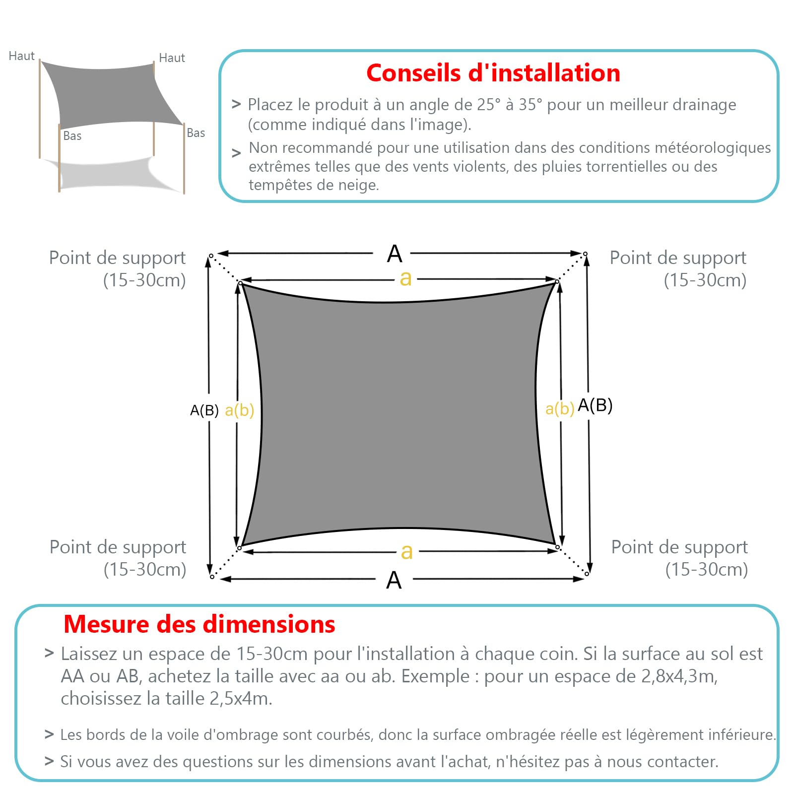 UMI Voile d'ombrage Imperméable Carré 3x3m Toile Ombrage PES avec 95% Protection UV pour Jardin Terrasse Balcon Patio Extérieur - Anthracite