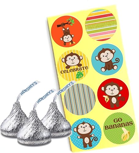 Miniatura 6 de Monkey Labels for Hershey Kisses Chocolates by Adore By Nat - Birthday and Baby Shower Candy Stickers - Set of 240