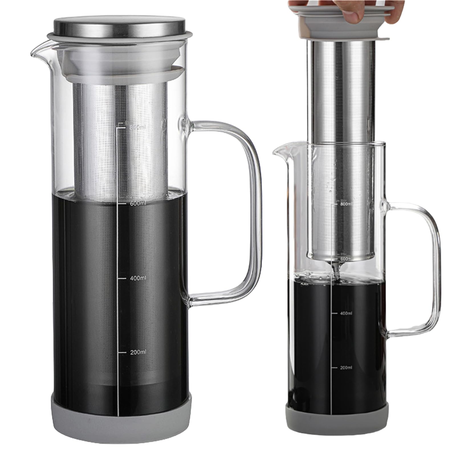 Cafetière Cold Brew Coffee Maker en verre borosilicate 800 ml avec filtre inoxydable 304
