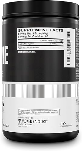 Miniatura 8 de Jacked Factory Creatine Monohydrate Powder 425g, 85 SV & L-Glutamine Supplement 500g, 100 SV - No Artficial Fillers, Unflavored