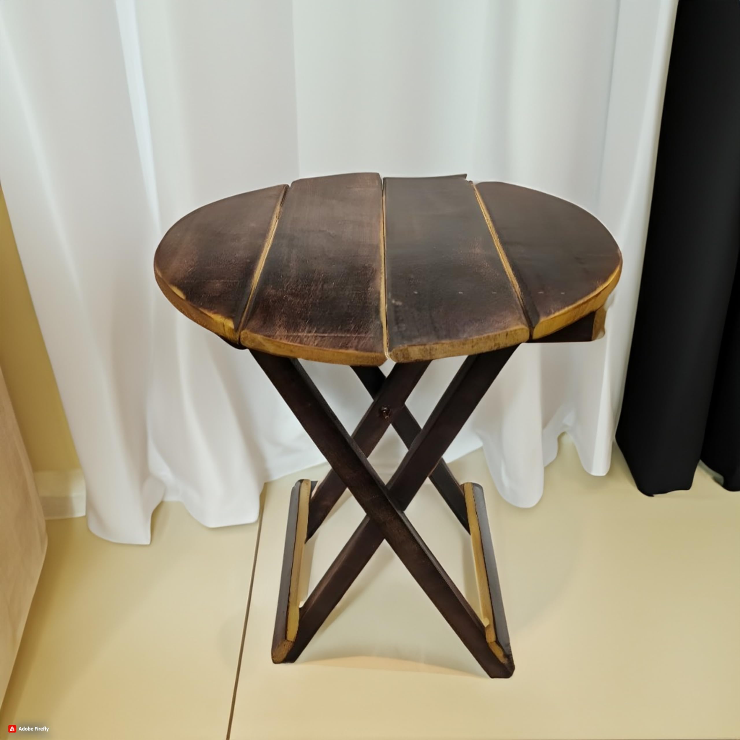 Wooden Foldable and Adjustable Side Table/End Table/Coffee Table/Plant Stand/Outdoor Table/Stool 12Inch. (Brown)-image-40