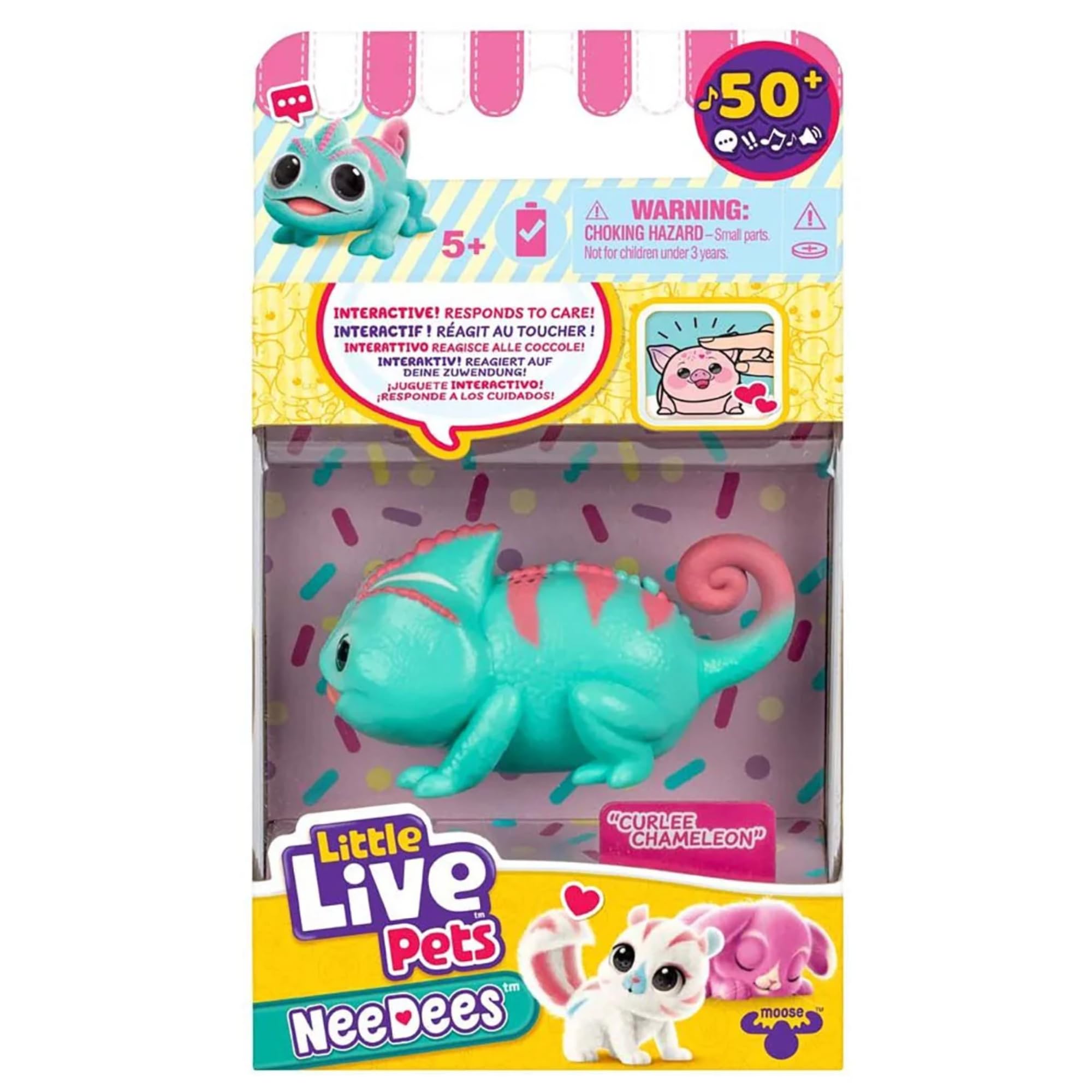 Little Live Pets NeeDees with 50+ Sounds & Reactions - (Candy Series - Curlee Chameleon)