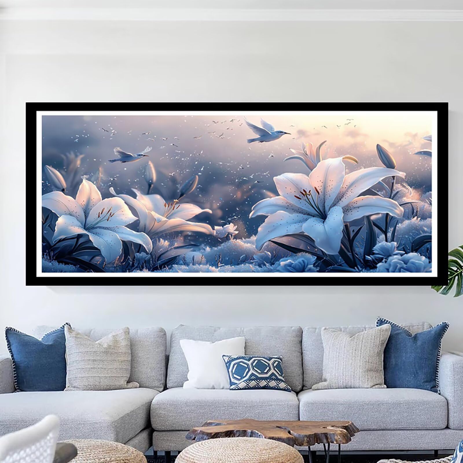 Diamentowe malowanie dla dorosłych lilia diamentowe malowanie duży rozmiar 55 x 110 cm DIY haft diamentowy pełne rzemiosło ptak dzieci obraz perłowy diamentowy klej do dekoracji domu i kobiety prezent