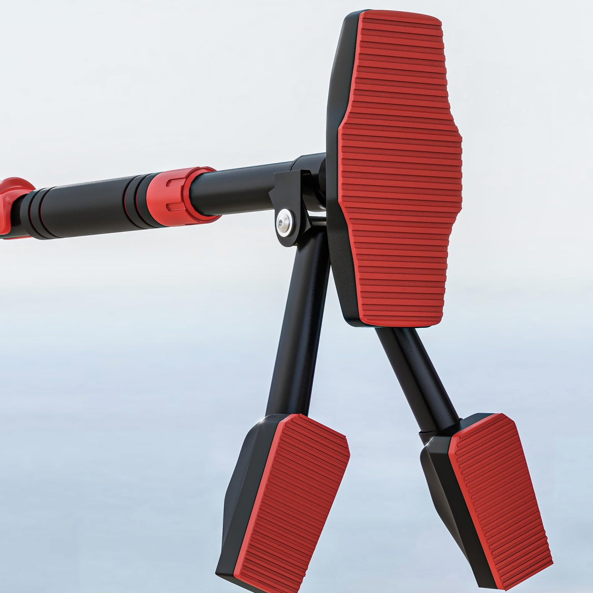 SPORTNOW Barre de traction réglable de 80 à 110 cm, barre de porte niveau intégré, structure triangulaire robuste, sans perçage, support à 6 points, poignées antidérapantes, jusqu'à 225 kg, noir