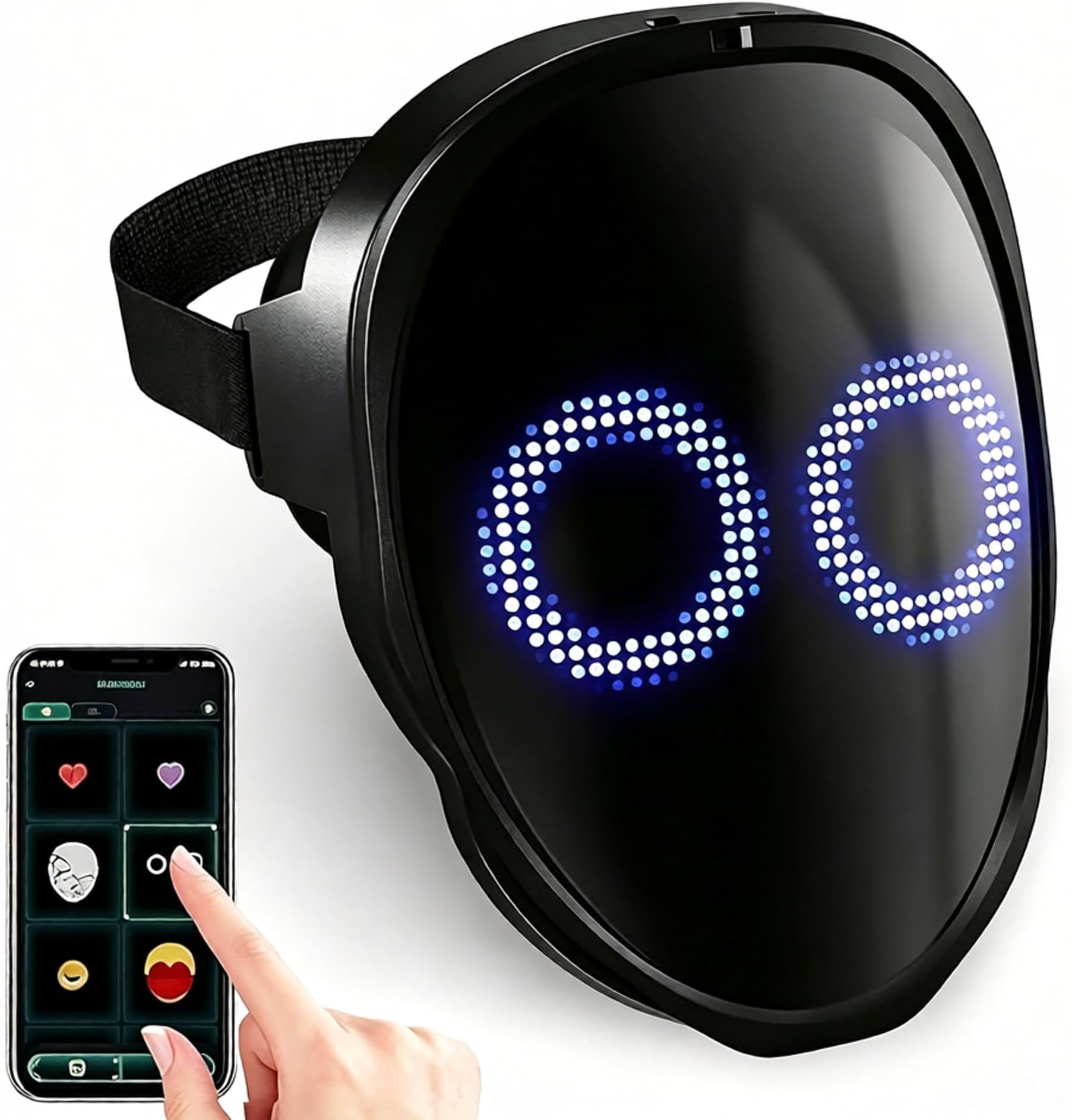 LED Halloween Mask, Gesture Sensing, App Control, Rechargeable