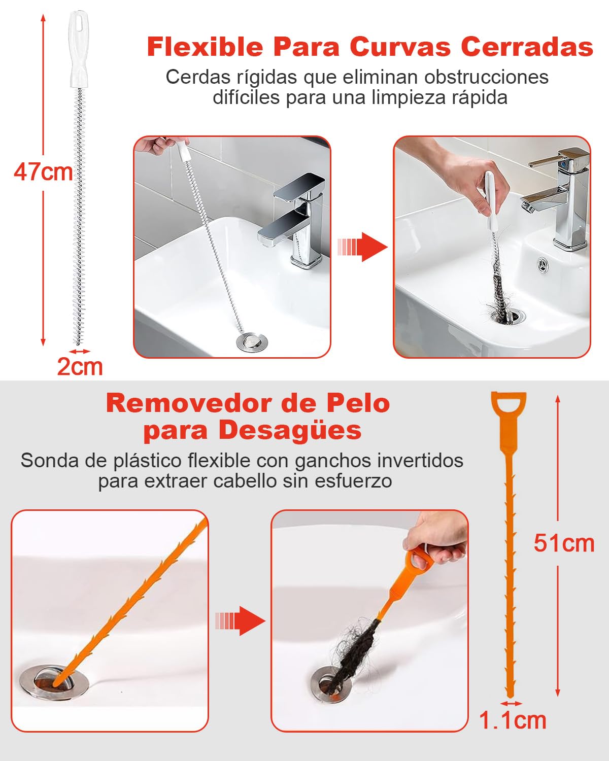DEWINNER Desatascador de Tuberías 10m Profesional - Kit 2 en 1 Manual y para Taladro, Elimina Atascos de Pelo y Grasa, Guantes y Bolsa - Para Fregadero, Lavabo, Ducha