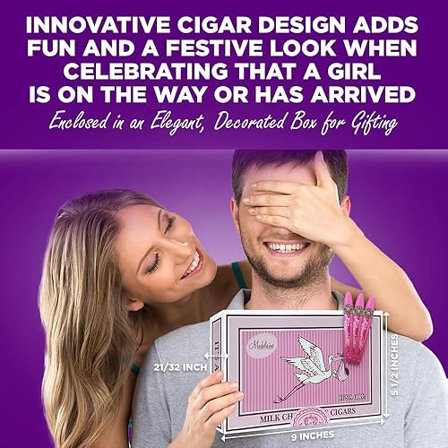 Miniatura 6 de Madelaine - Caja de regalo de cigarros de chocolate con leche de primera calidad con texto en inglés "It's a Girl" para baby shower, fabricado con