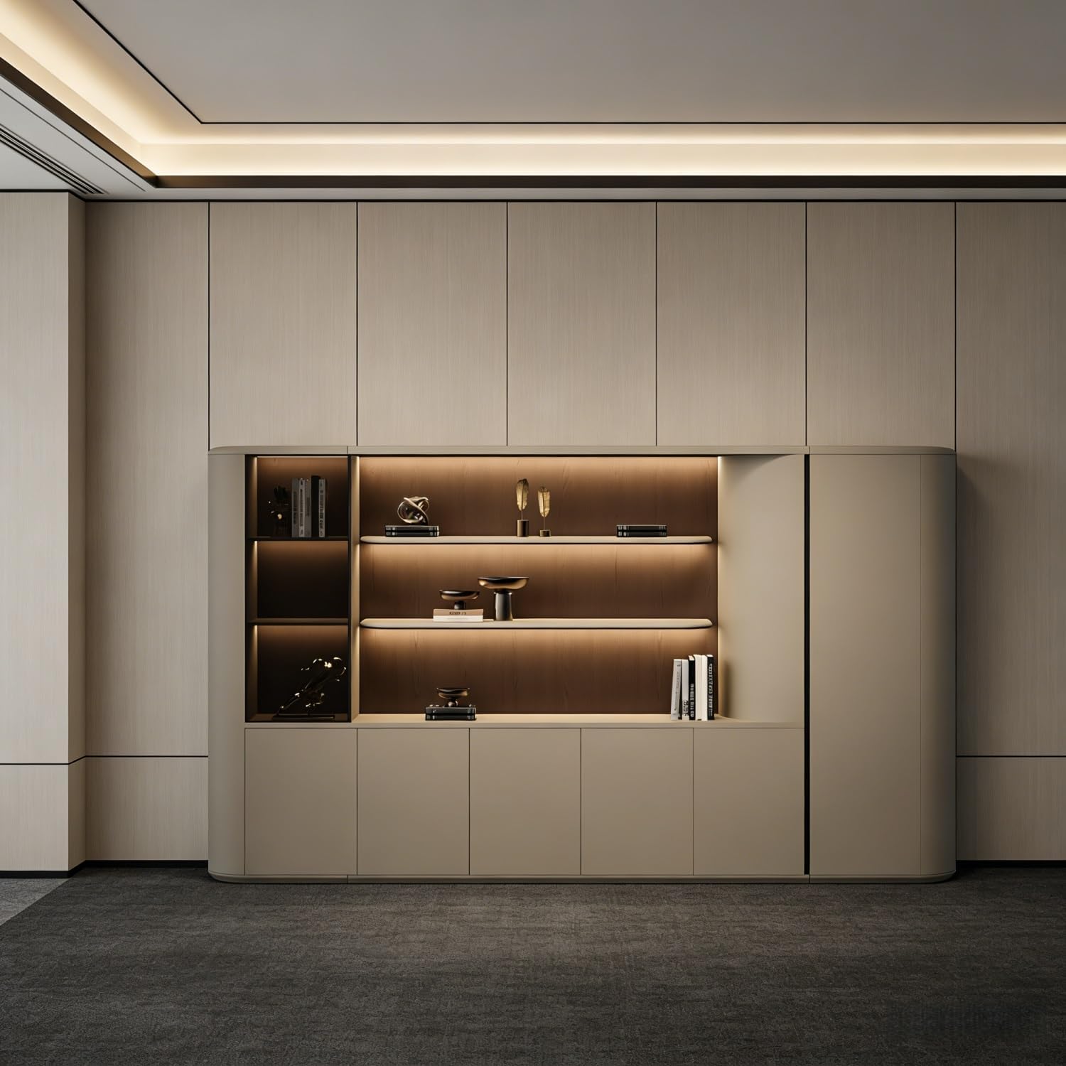Executive L-Shaped Office Desk - No Assembly Required Fully Assembled Solid Wood Desk with Power Box & Unique Support Legs(File Cabinets,78.7")