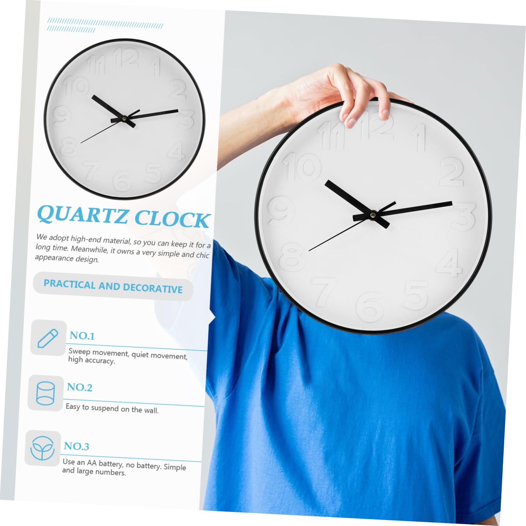 Cabilock Orologio Da Parete Digitale Silenzioso Ed Elegante Ideale Per L'arredamento Della Casa Per L'inaugurazione Della Nuova Casa