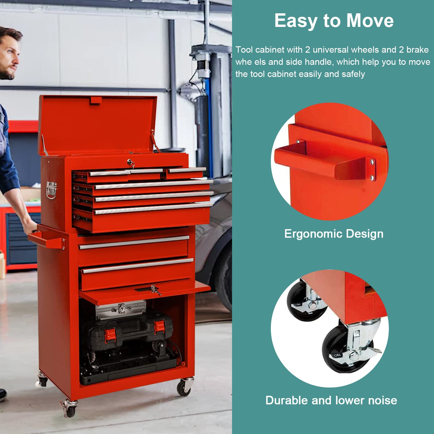 Multifunctional Rolling Tool Chest Set, In Detachable Drawer Tool Chest