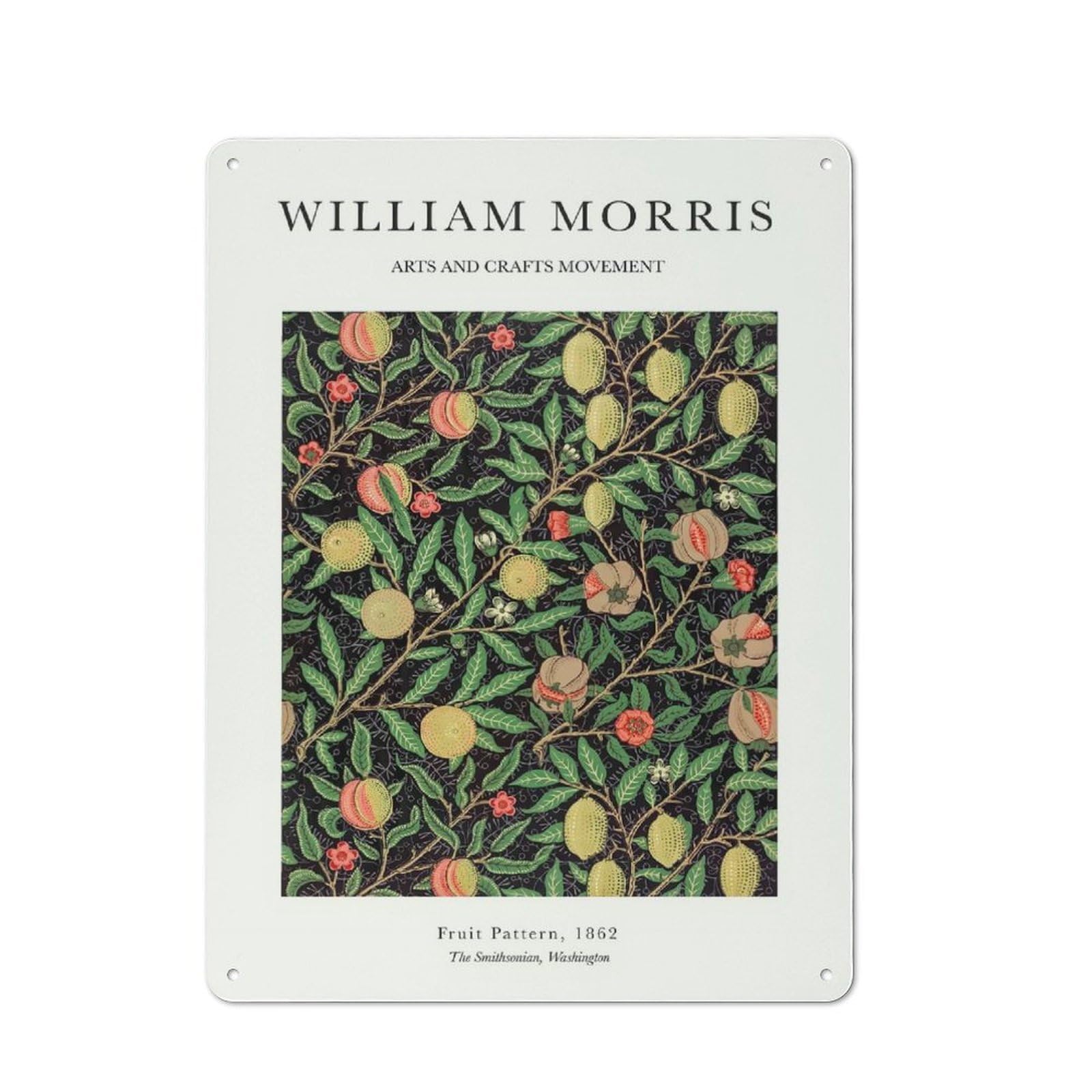 Junmoney Style-14 Tin Wall Sign With William Morris Lemon Design 40X30cm, Cosy Cafe Wall Decor For Kitchen, Cafe, Pantry Or Dining Room