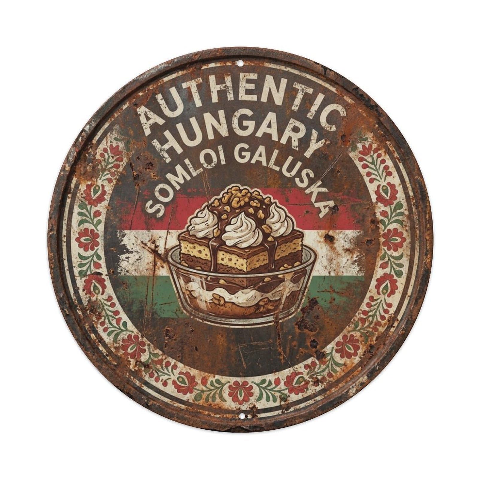 Olhnbad Style Hungary Somloi Galuska Travel Dessert Cuisine Metal Tin Sign