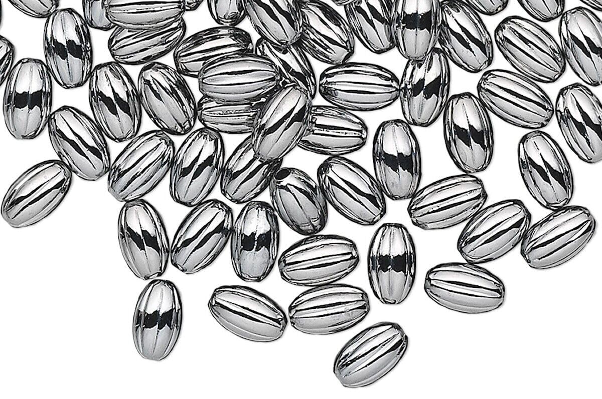 Beads for Jewelry Making, Bracelet, Earring and Necklace Bead, 100 Gunmetal Plated Brass 5x3mm Oval Corrugated Beads with 0.6mm Hole