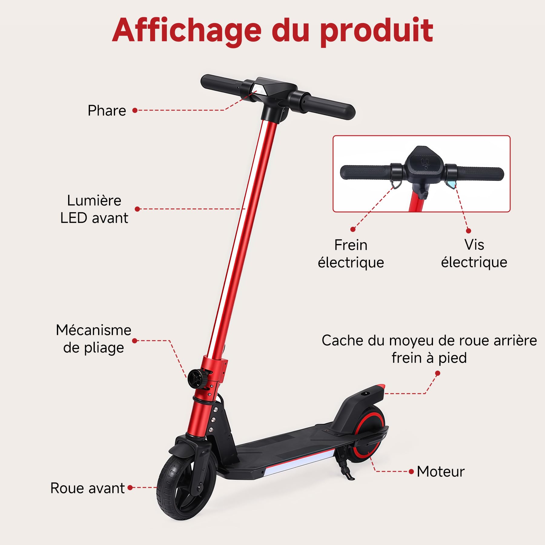 ORYXEARTH Trottinette Electrique Enfant 6-16 Ans, Pliable, Double Frein, Vitesse Max 16 km/h, écran LED lumière, Légère, montée Facile, Trottinette électrique Enfant ado