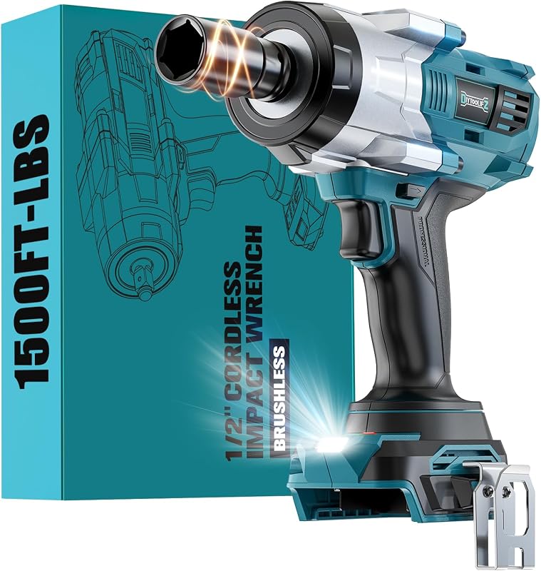 2000N.M Cordless Impact Wrench 1/2" Compatible with Makita 18V Battery
