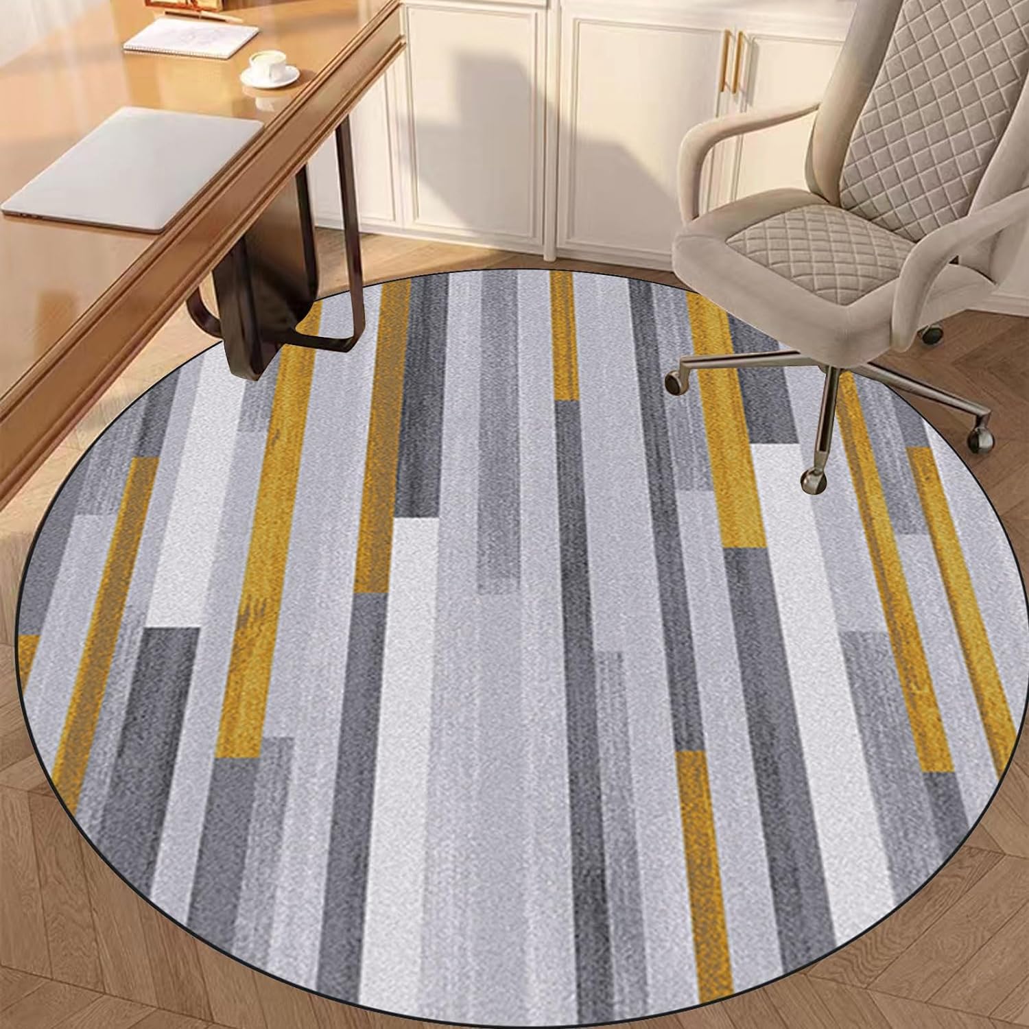 Drum Rug Round Office Chair Mat Gaming Chair Mat, Fabric Office Floor Mat, Floor Protection Mat for Office Chair, Floor Protection Mat for Hard Floors Non-Slip Silent-G||100CM