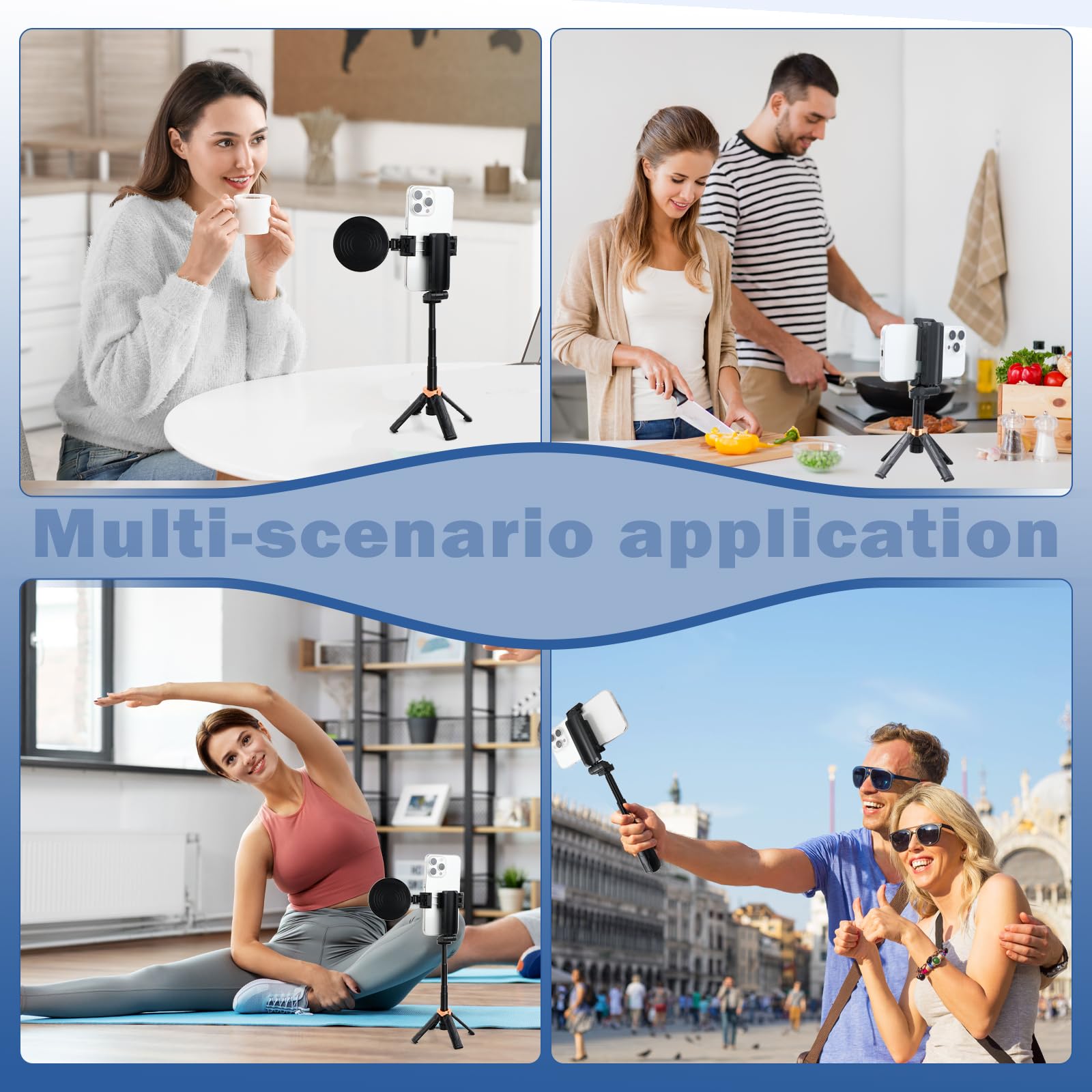 Mini Bastone Selfie Stick, Bluetooth treppiede per smartphone con telecomando staccabile, Ruotabile a 360° Treppiede Estensibile Con 2 luci di riempimento per iPhone Samsung e Android smartphone