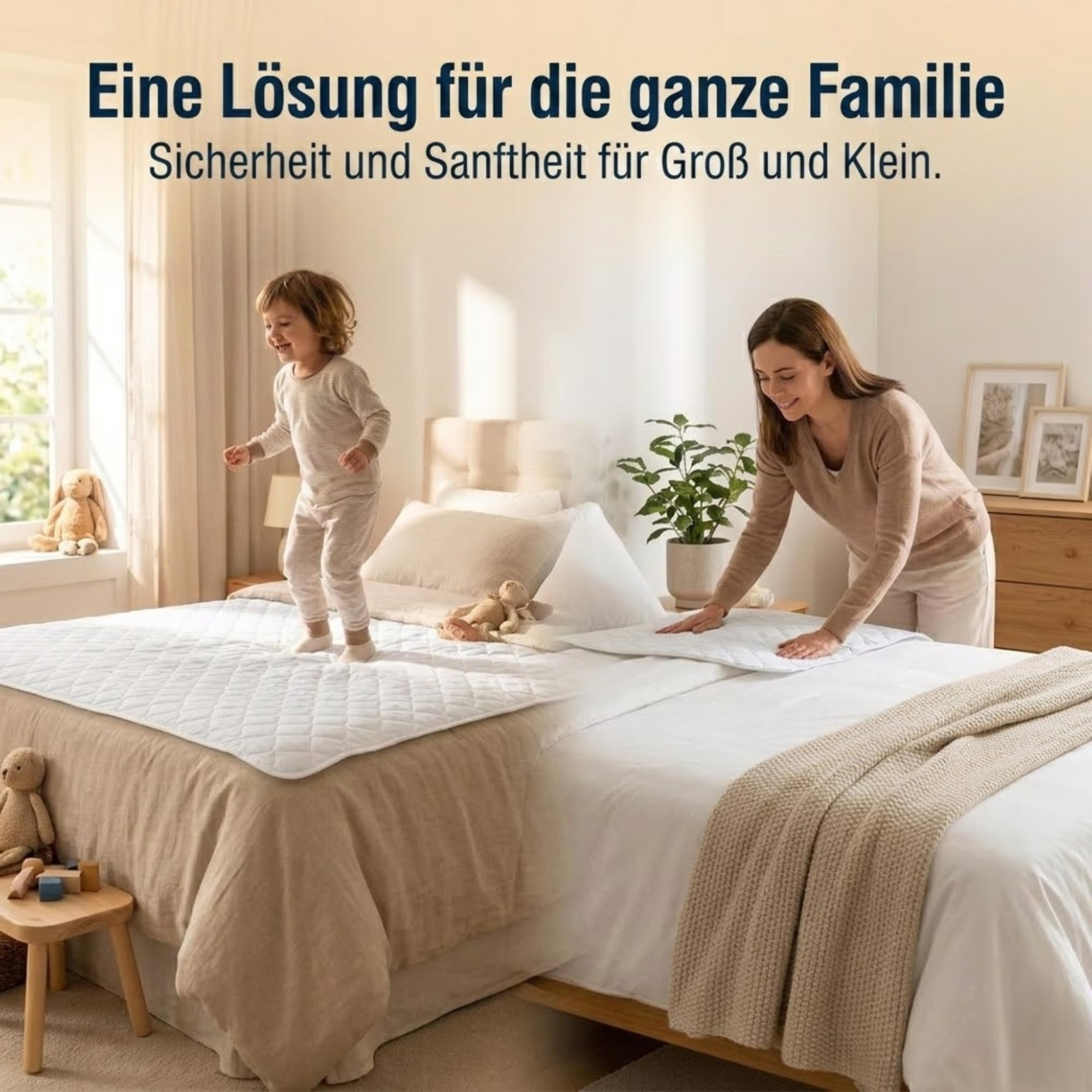Bettauflagen für Erwachsene mit Flügeln (2er-Pack) – Matratzenschoner 135x85 cm, 4-lagig, waschbar, wasserdicht, saugfähig und wiederverwendbar, Matratzenschutz bei Inkontinenz