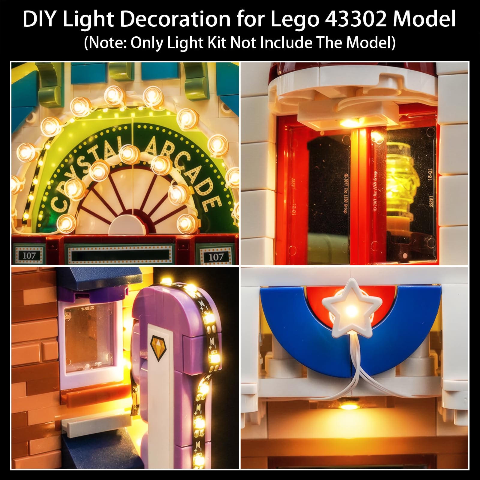Kit di illuminazione a LED per Lego 43302 Main Street, U.S.A – Luci personalizzate da montare compatibili con questo modello (modello non incluso)