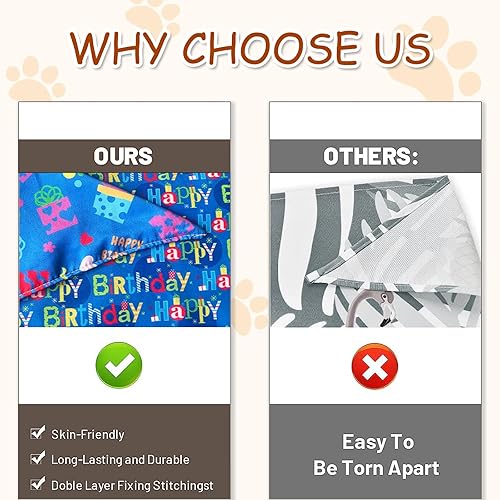 Miniatura 5 de WOXBITA Pañuelo de cumpleaños para perros, pañuelos suaves para perros para niños o niñas, ajustables para perros medianos y grandes, bandanas de