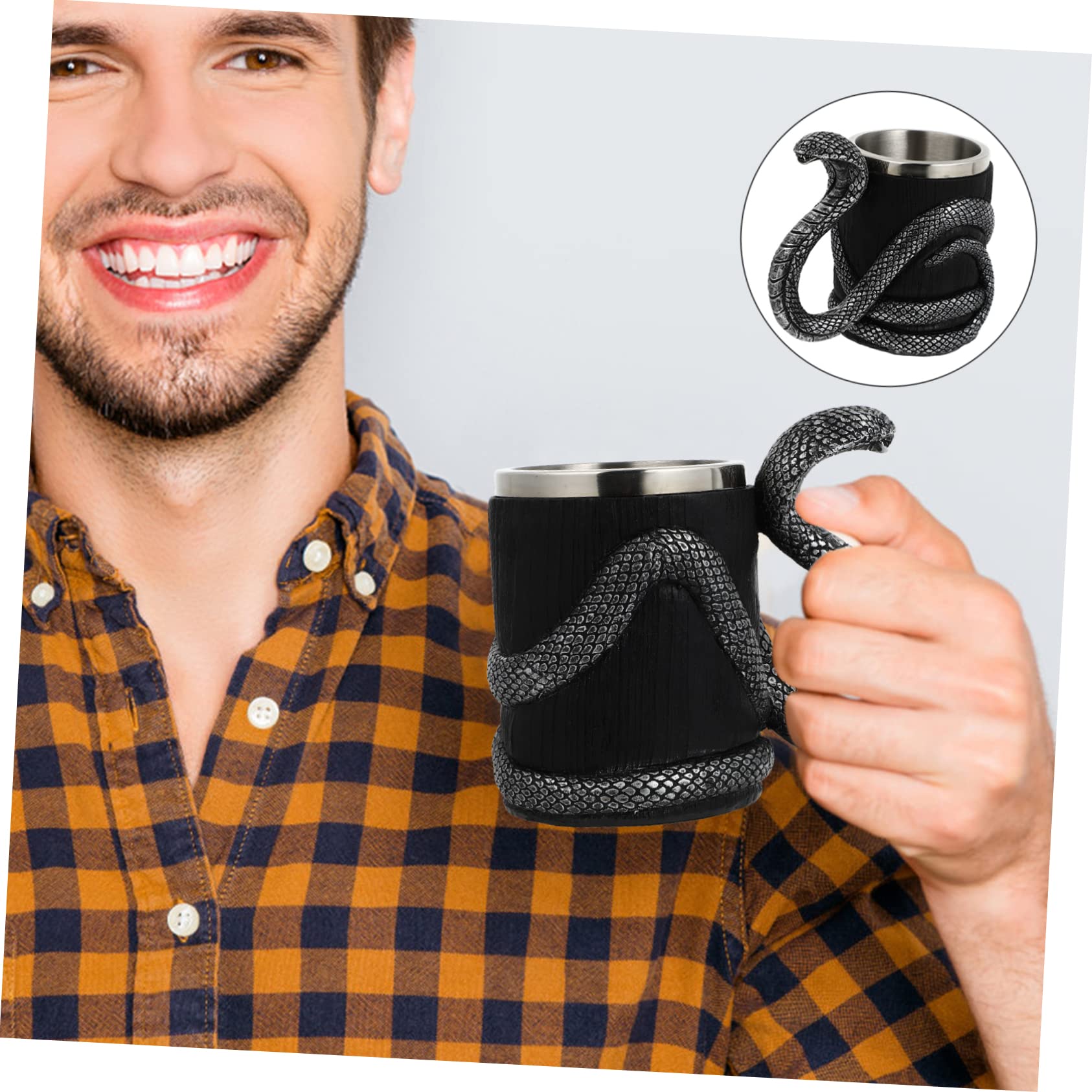 Gobelet Isotherme Maison 600ml Noir en Résine et Acier Inoxydable